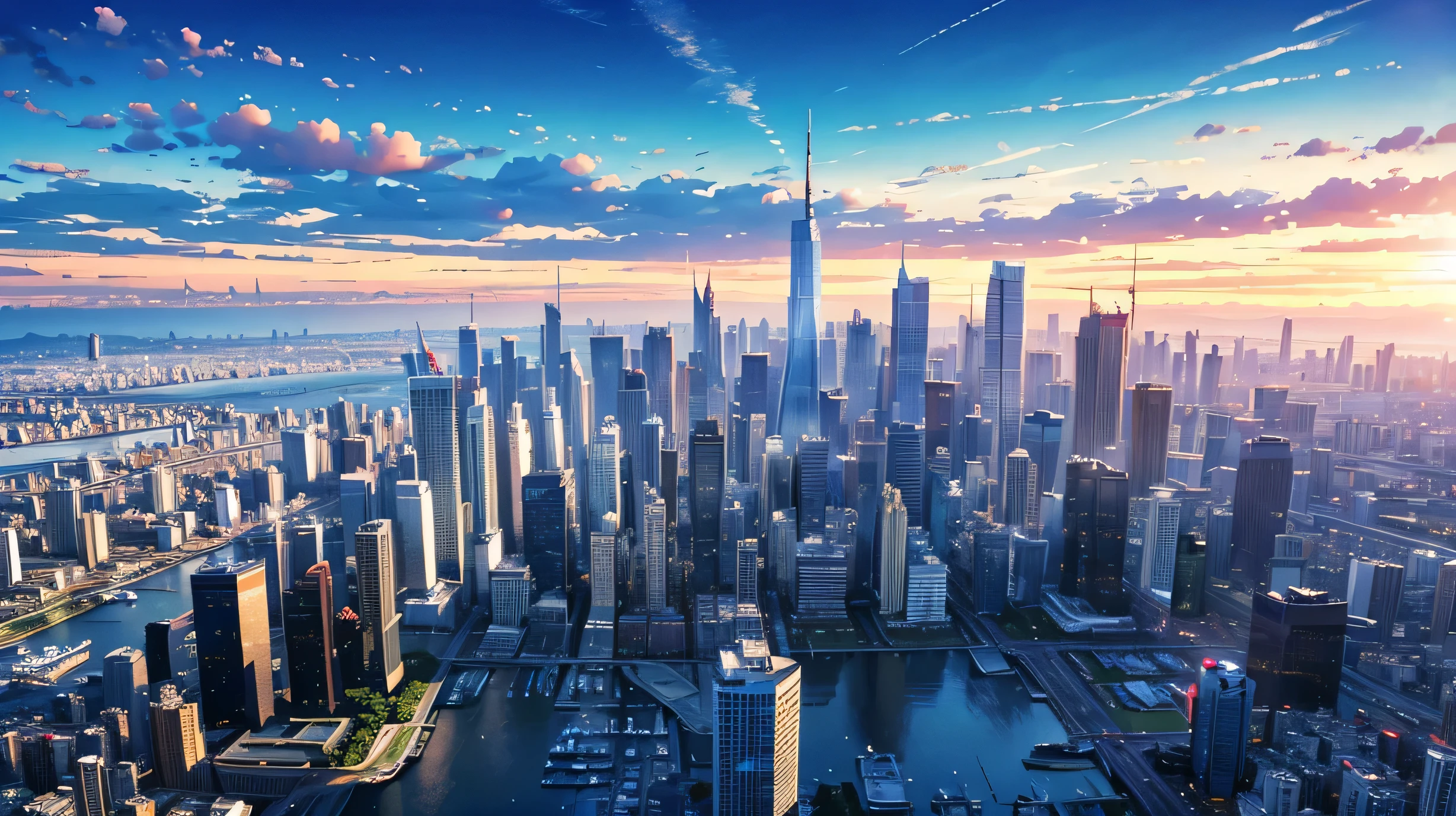 High resolution,High resolution,high quality,landscape,realistic,blue sky,Tall buildings