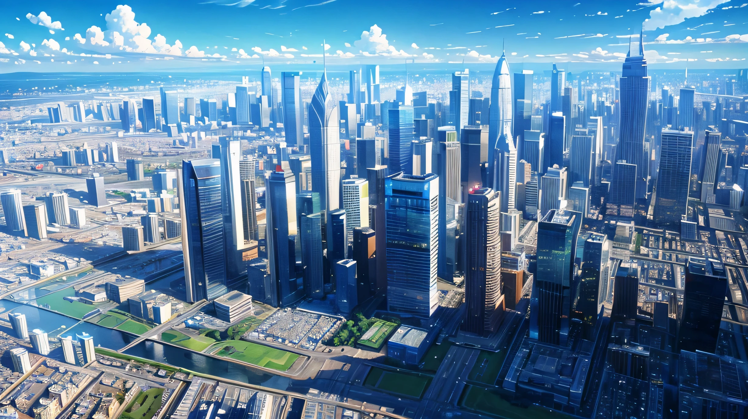 High resolution,High resolution,high quality,landscape,realistic,blue sky,Tall buildings,look up