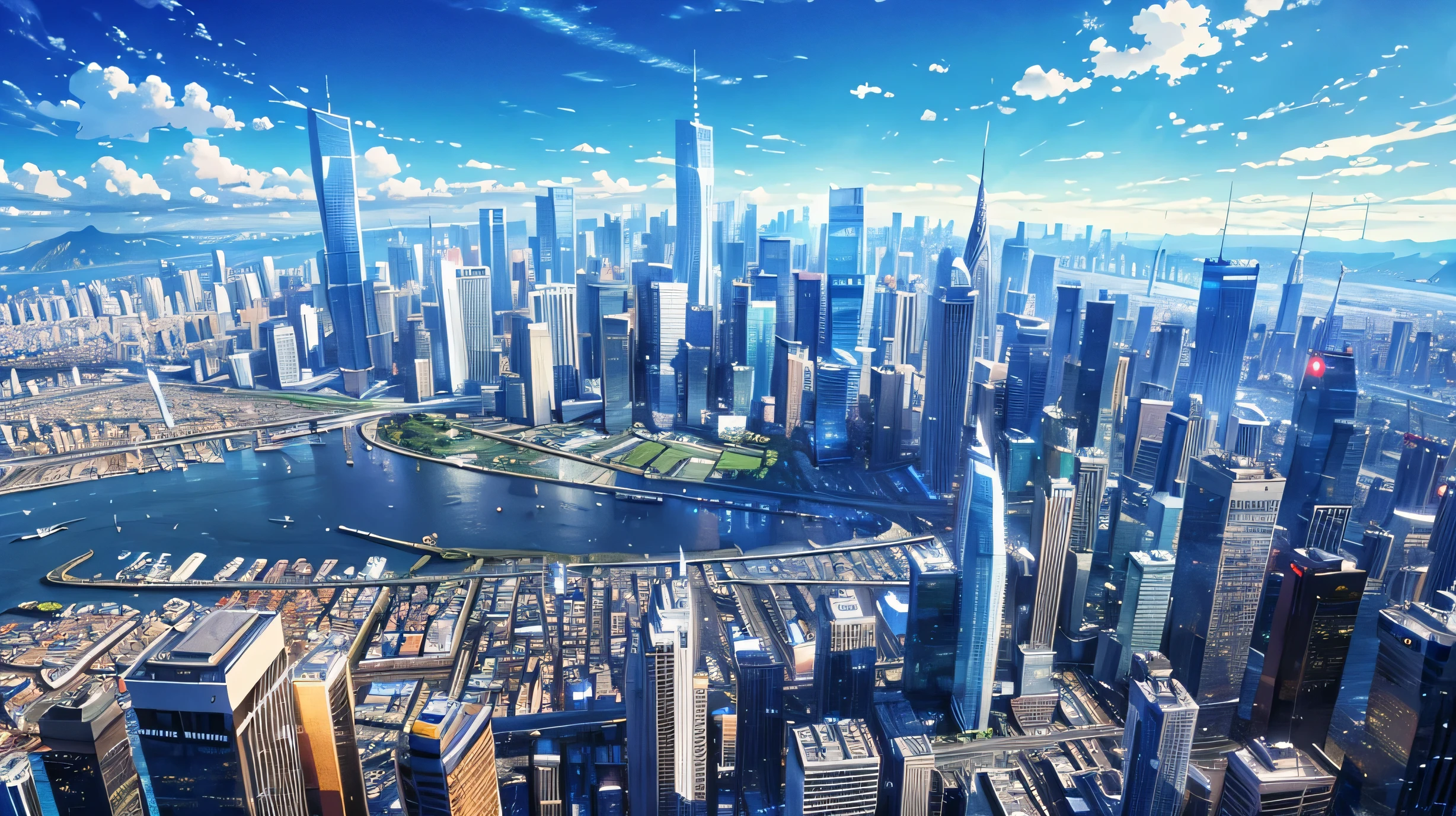 High resolution,High resolution,high quality,landscape,realistic,blue sky,Tall buildings,look up