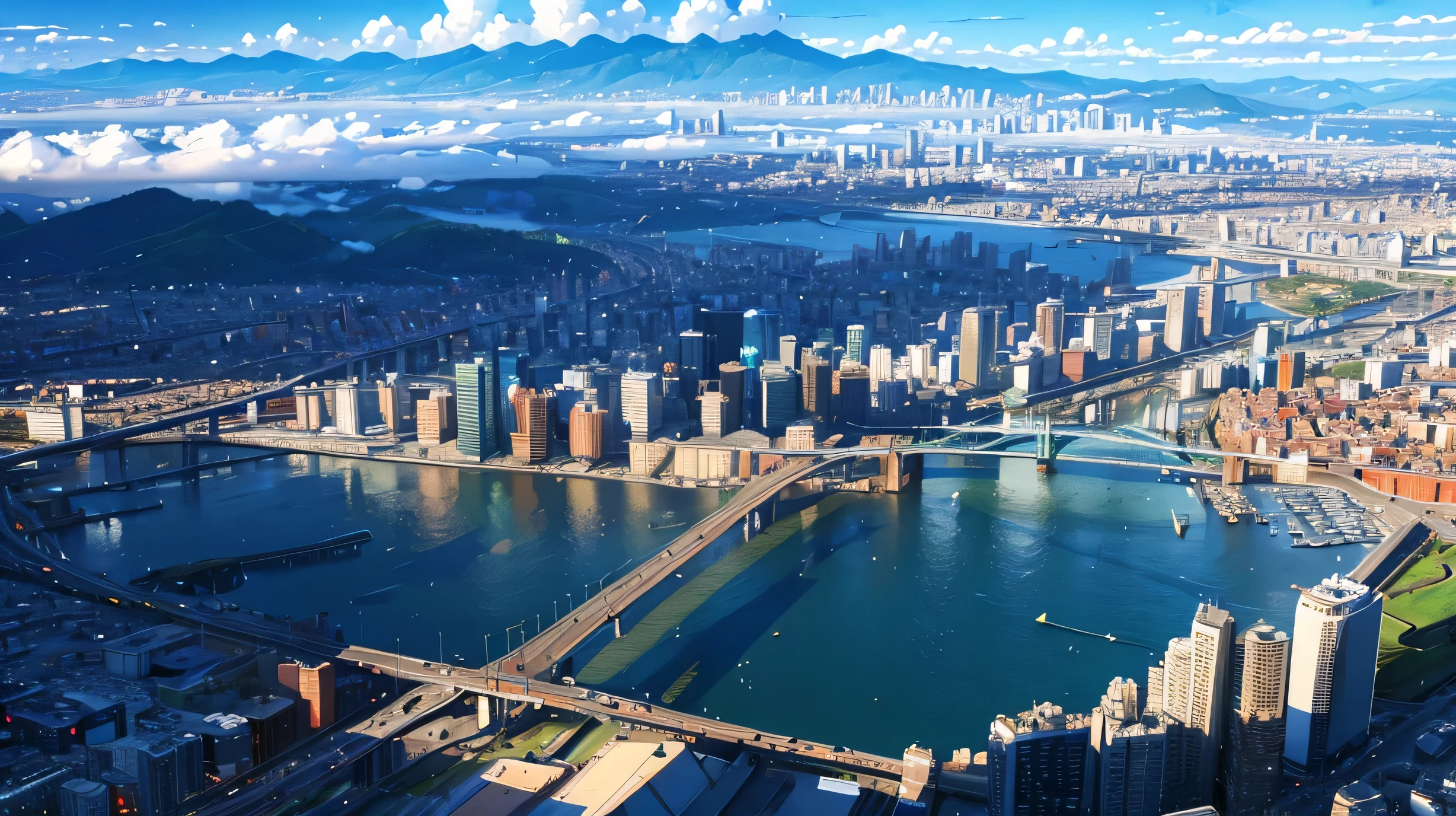 High resolution,High resolution,high quality,landscape,realistic,blue sky,city,intersection