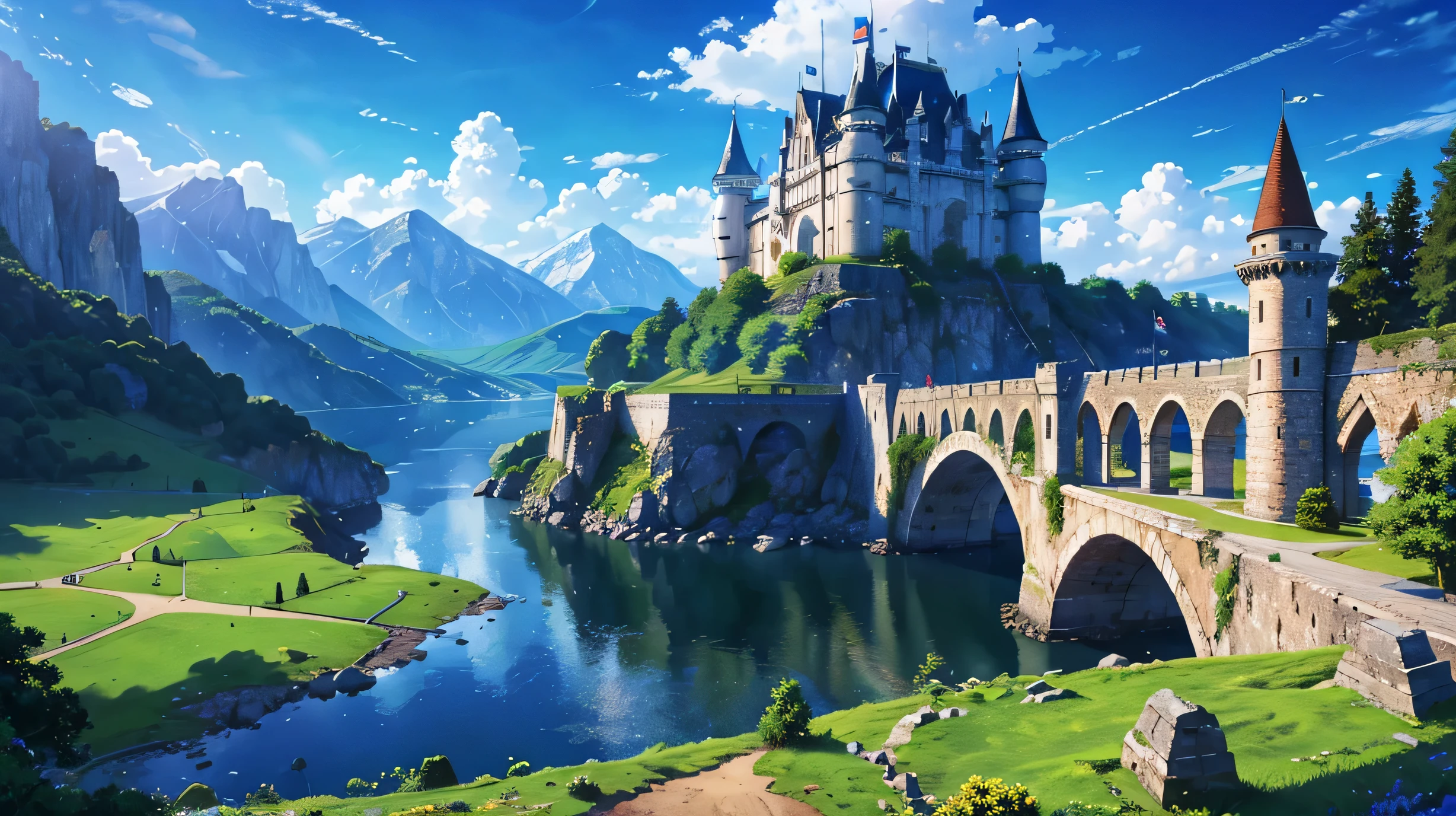 High resolution,High resolution,high quality,landscape,realistic,blue sky,city