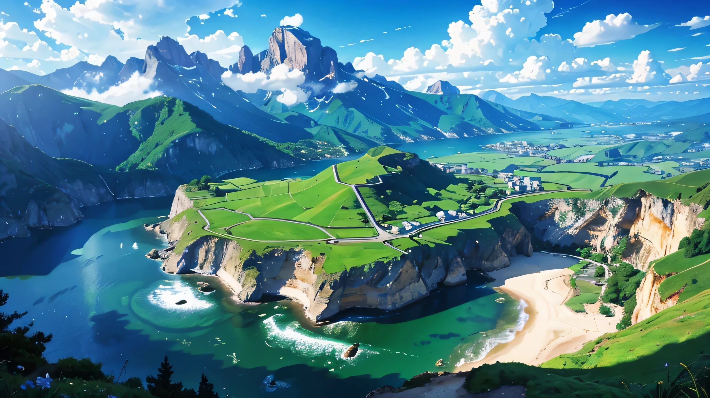 High resolution,High resolution,high quality,landscape,realistic,blue sky,Small hill