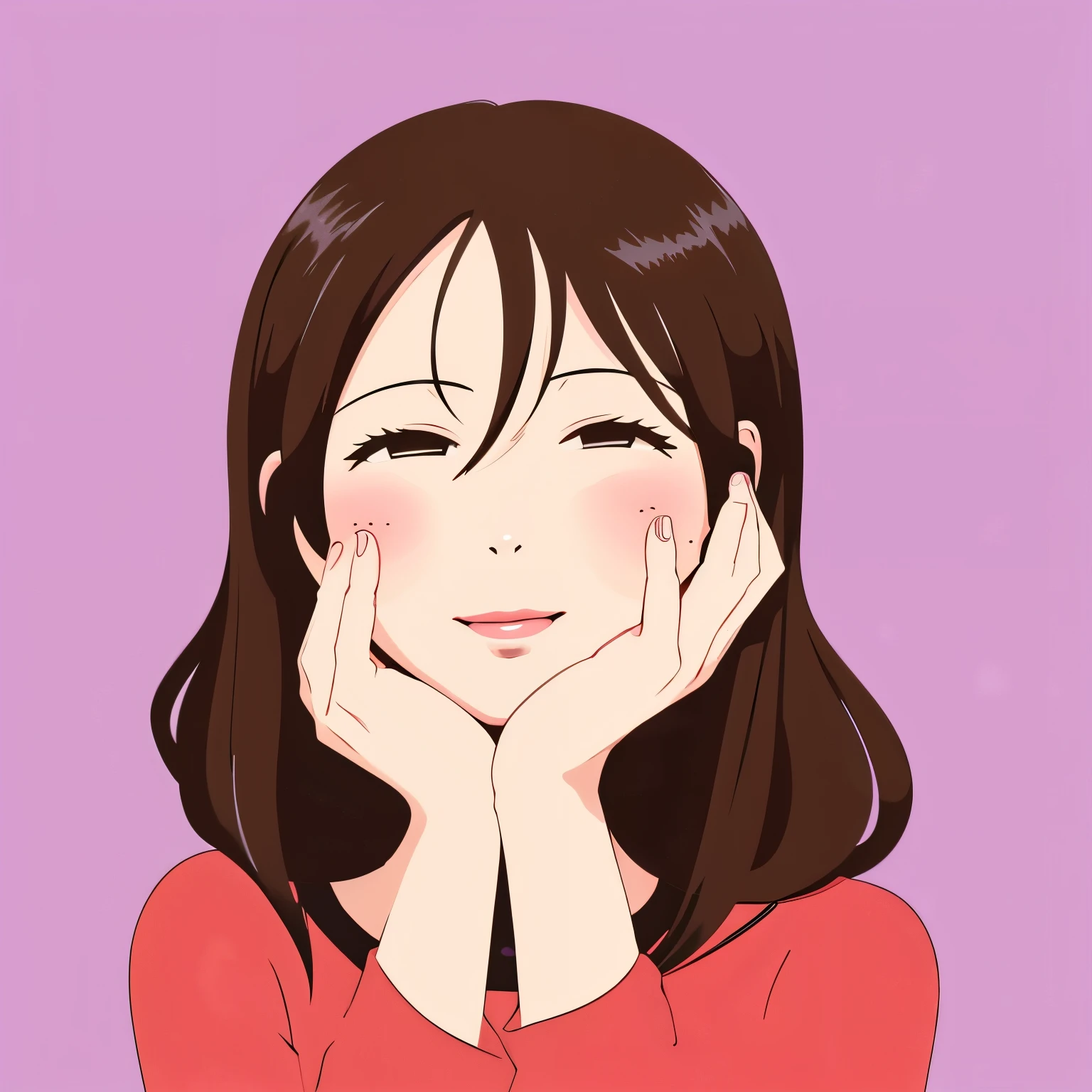 Anime-style illustrations。Mother smiles with her hand over her mouth。no background