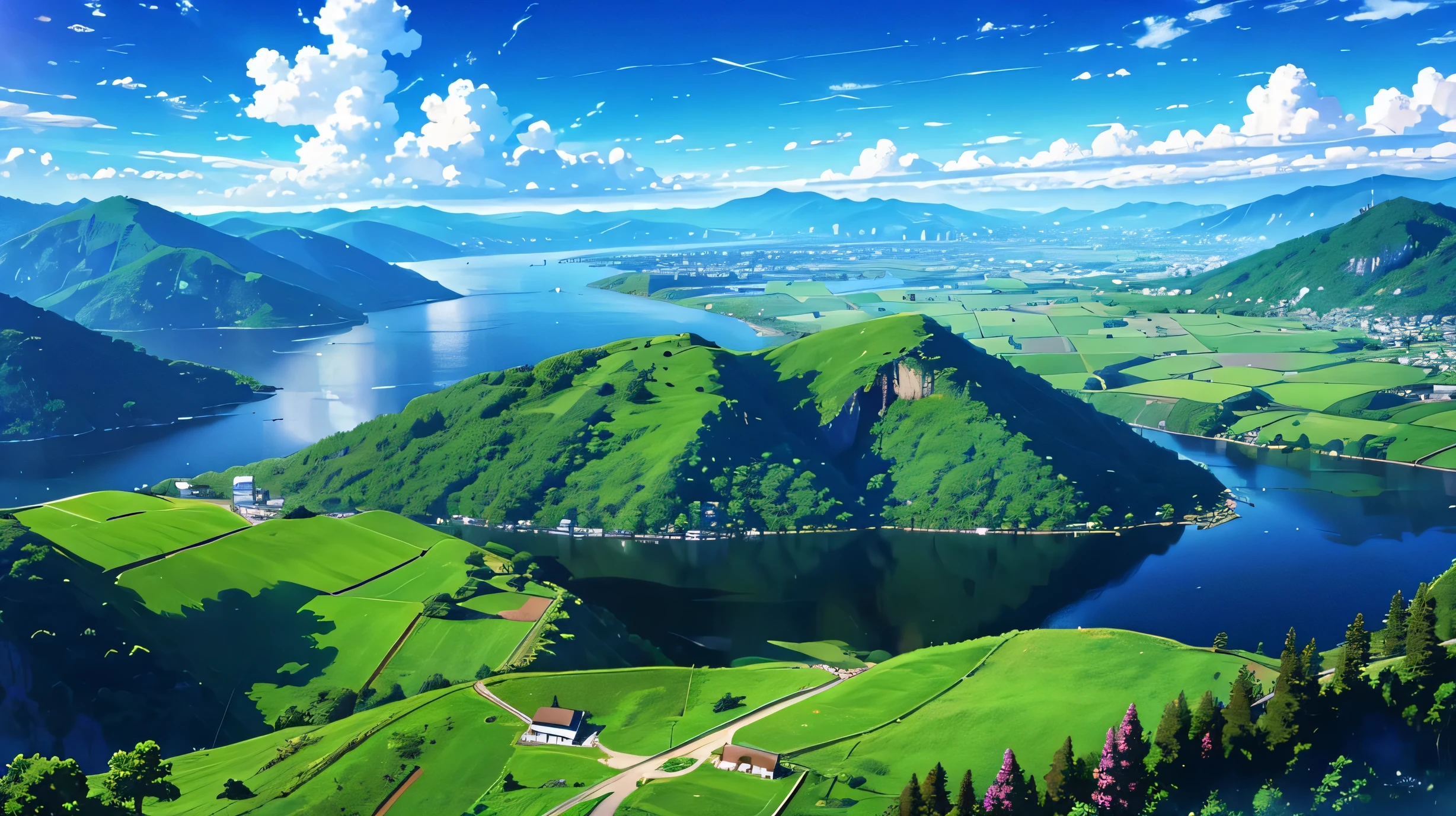 High resolution,High resolution,high quality,landscape,realistic,blue sky,田園landscape
