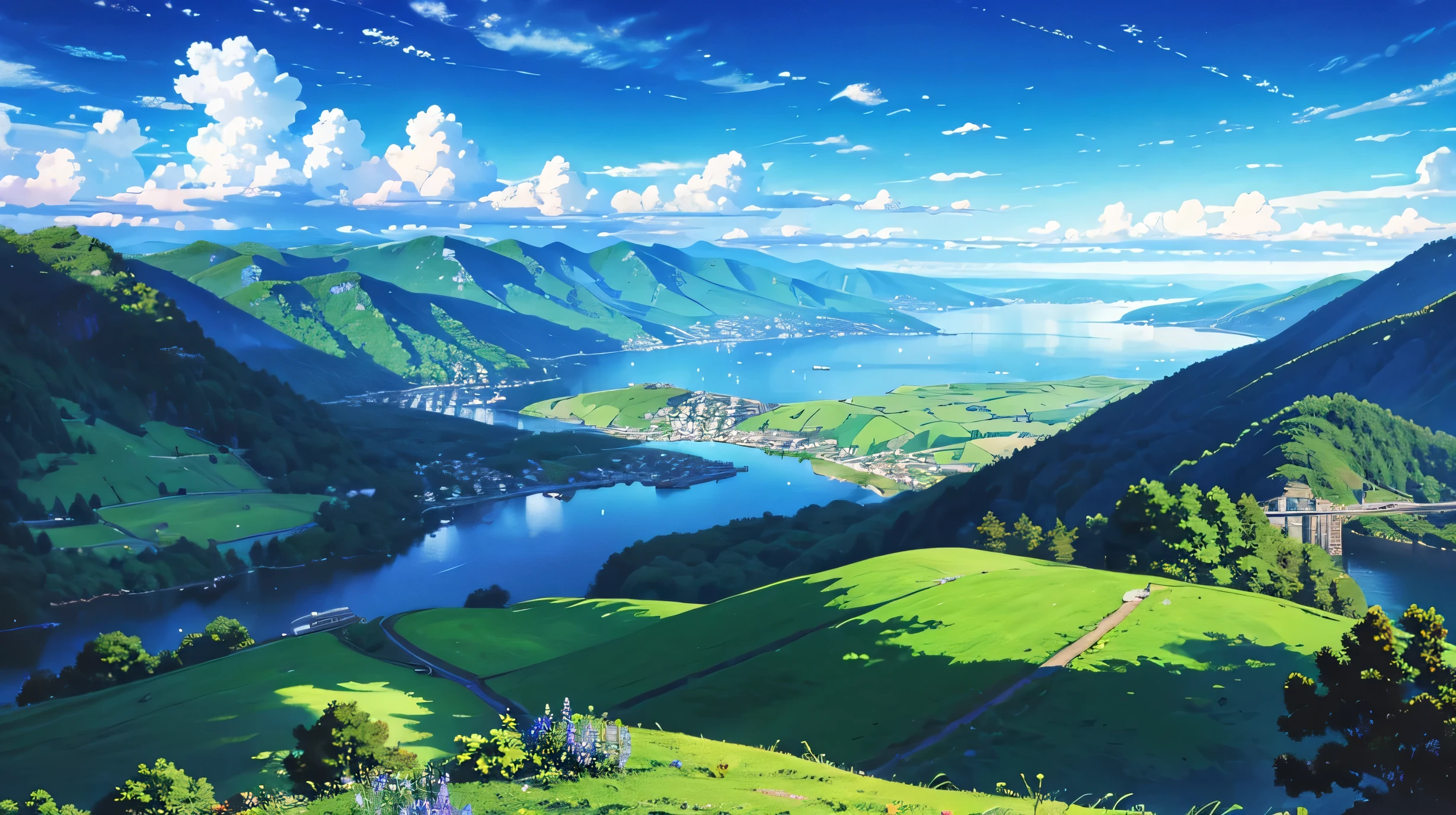 High resolution,High resolution,high quality,landscape,realistic,blue sky,田園landscape