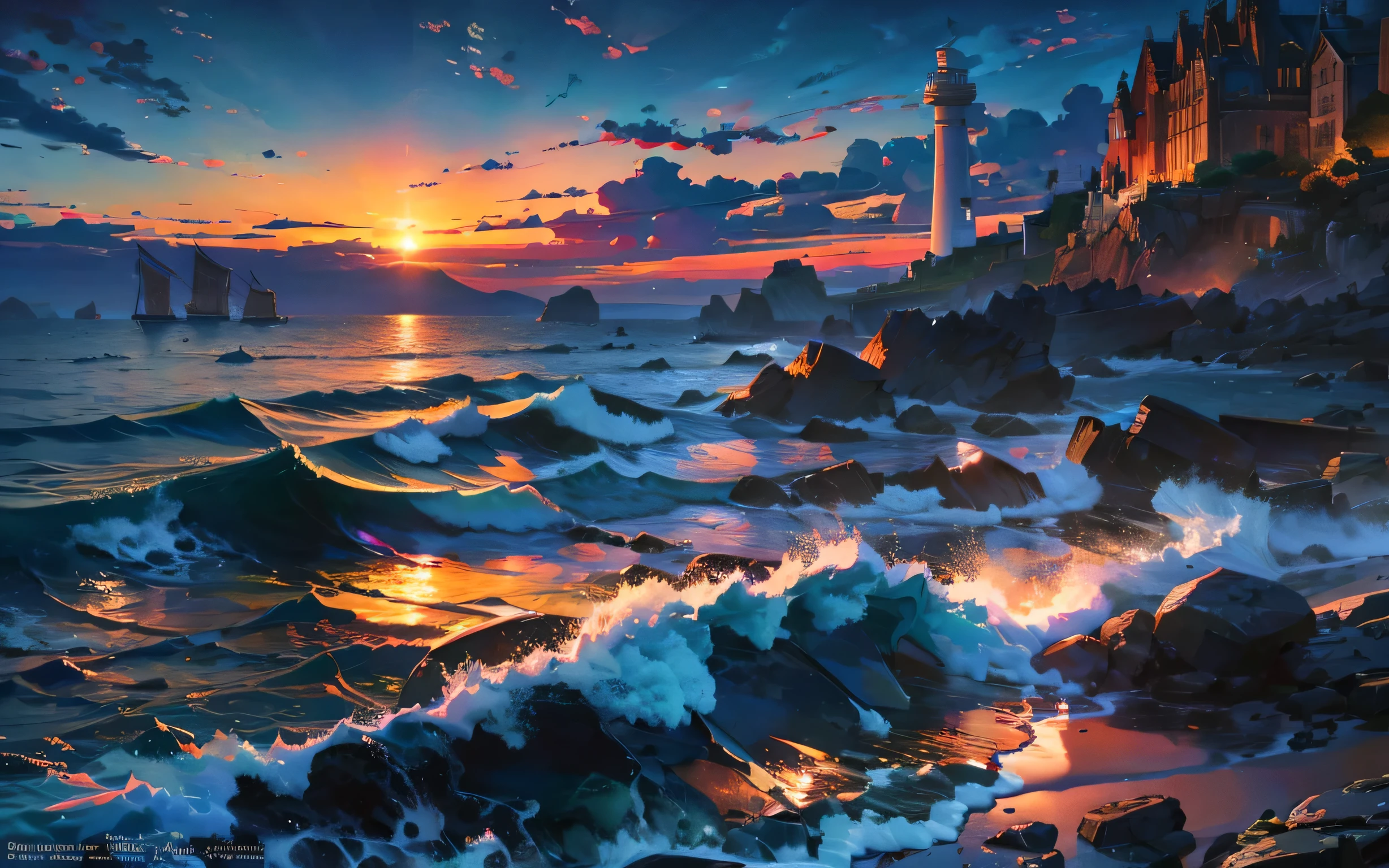 High resolution,High resolution,high quality,landscape,realistic,blue sky,lighthouse,cape
