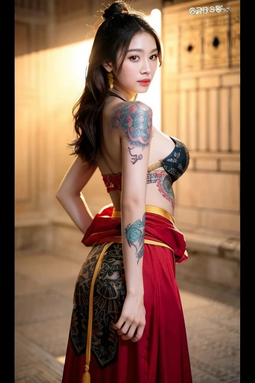epic Gorgeous ((back view fullbodye❤ tattoo)) sunset sunrise sunshine sundrop tMasterpiece, top Best quality, ((Realistic)), ((1 person)), ultra high-quality, very gentle and beautiful, fabulous, Formal art with attention to detail, Ridiculous, unbelievable Ridiculous, huge file size, ultra high-detailed, very perfec detailed, epic (Pretty Woman), (Detailed and feminine),, ((ideal female figure)), thin waist, Cover your chest with your hands, (❤tattoos❤ all over the body)), With a powerful presence, Her body is adorned with a unique combination of abstract and ulra_realistic design, epic Digital art, by Artgerm, hyper high-details, Hello Top Fade, cowboy shot, Dark Fantasy, saturate, reflection, monarch butterfly, heart, earth, hearth, varied multi etc. --v 6 --s 1000 --c 20 --q5 --chaos 100