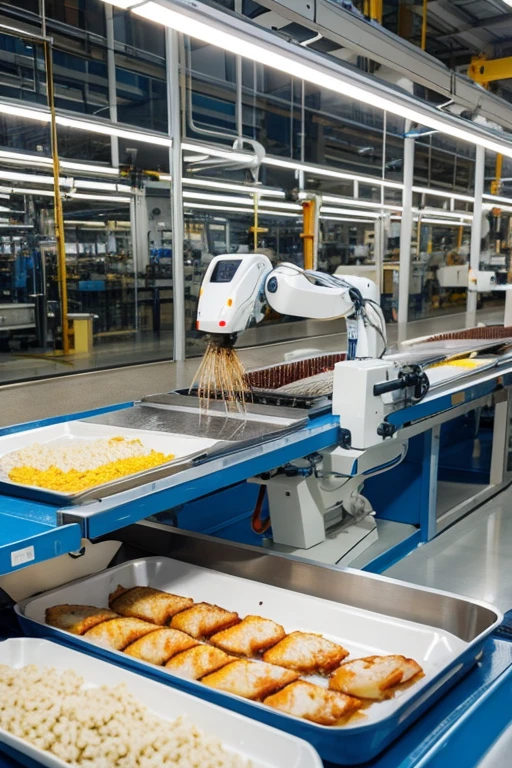 Robotic arm，production line，Fish fillet processing