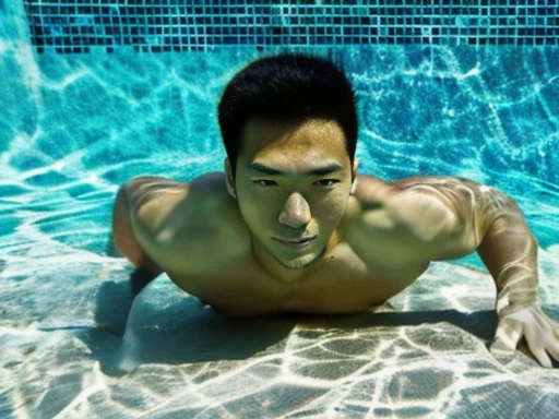 Full body image of a Japanese man、Japanese male swimming team member collapses.、Japanese lifesaver man attacked、Japanese male university student playing water polo is attacked、tanned shaved man、muscular man、A young Japanese man was killed by being submerged in a bathtub.、Japanese man in swimsuit dead at the bottom of the pool、A man dies wearing a skin-tight black Speedo swimsuit、A young man pretends to be dead with his eyes open、A young man sinking with his mouth open、Man lying on his back、A man with a surprised expression、A man with a sad expression、strangled man、man suffocating、Full body image of a man submerged in water、A man participating in a swimming competition、Competitive swimming men、Swimming school man killed、Male swimming instructor killed、one man、A man wearing nothing on his upper body、man pretending to be murdered、male actor playing a corpse、A man who plays the role of being killed underwater、Suspense drama、mystery drama、underwater perspective、perspective from below、A young man opens his eyes and plays the role of a corpse..、I can see the whole body、facing forward、Looking down with a surprised expression