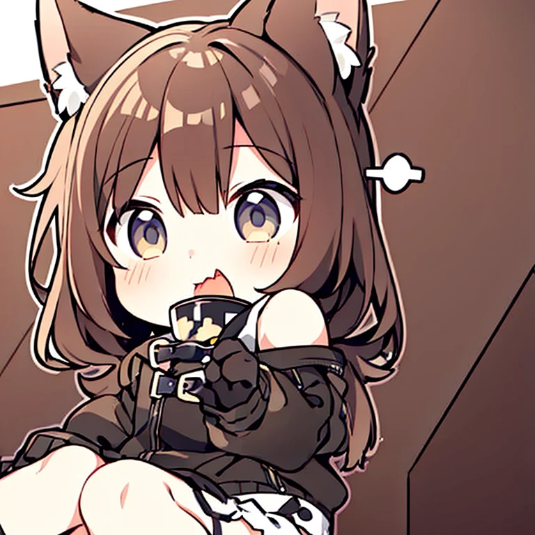 1 girl,Cat ear,(Little:1.2),Audio question mark,