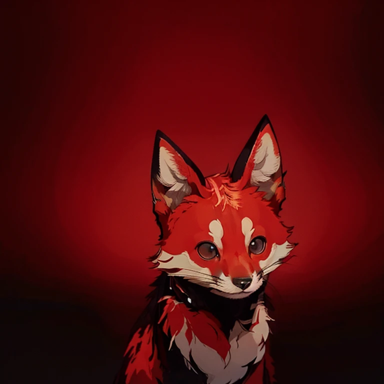 Fox cute mechanized dark red background