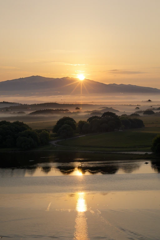 The rising sun in the morning