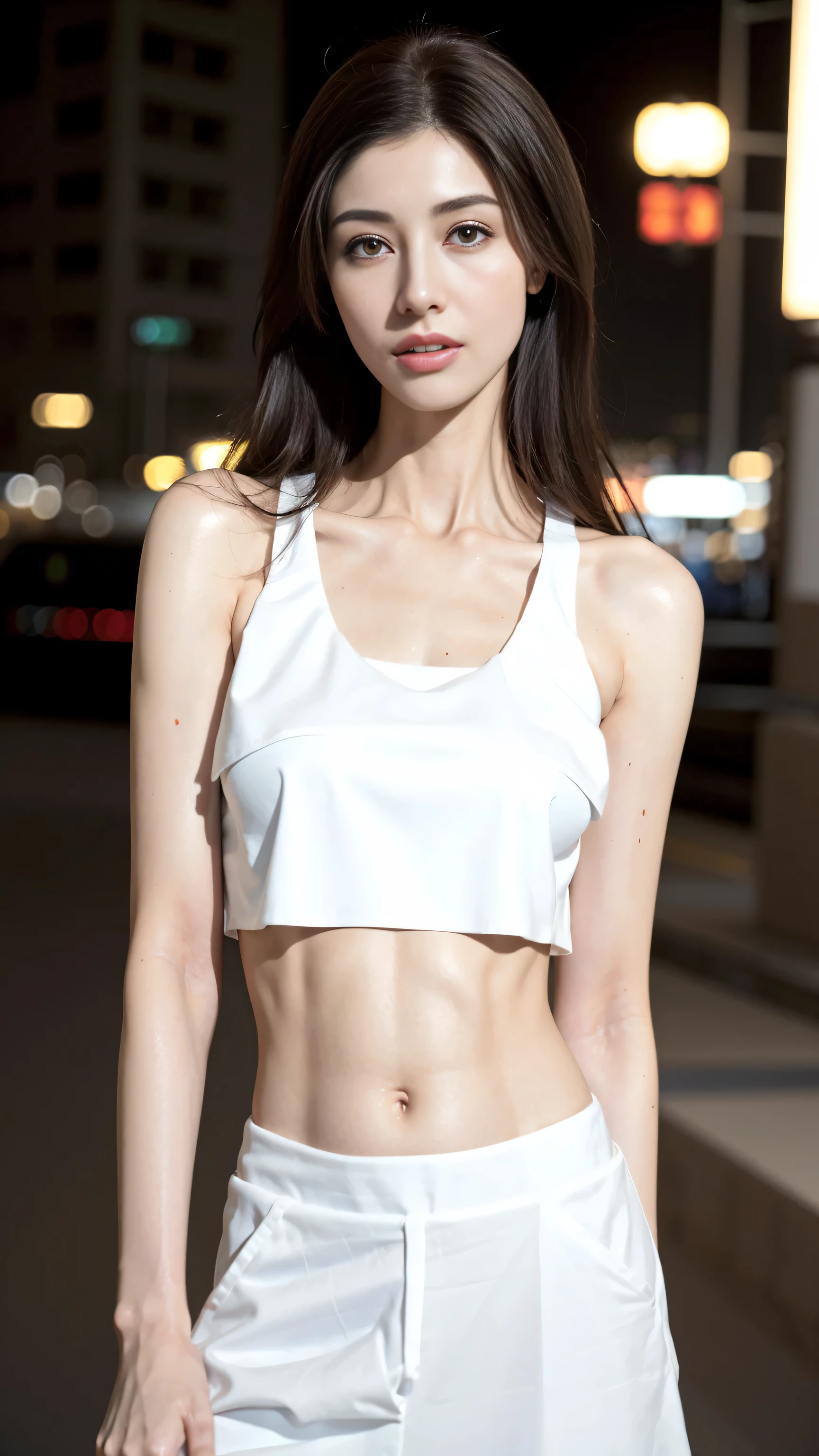 ((highest quality)), ((masterpiece)), (be familiar with:1.4), 3D, Image of a woman wearing a beautiful sports bra and tight miniskirt,nffsw(high dynamic range),ray tracing,NVIDIA RTX,super resolution,unreal 5,scattered below the surface,PBR texturing,Post-processing,anisotropic filtering,written boundary depth,maximum clarity and sharpness,multilayer texture,Albedo and specular maps,surface shading,Accurate simulation of light-matter interactions,perfect proportions,octane rendering,two-tone lighting,wide aperture,Low ISO、White balance、Rule of thirds、8,000 students、((14 years old))(((silk sports bra,tight silk mini skirt)))(((brown hair)))(((big breasts)))