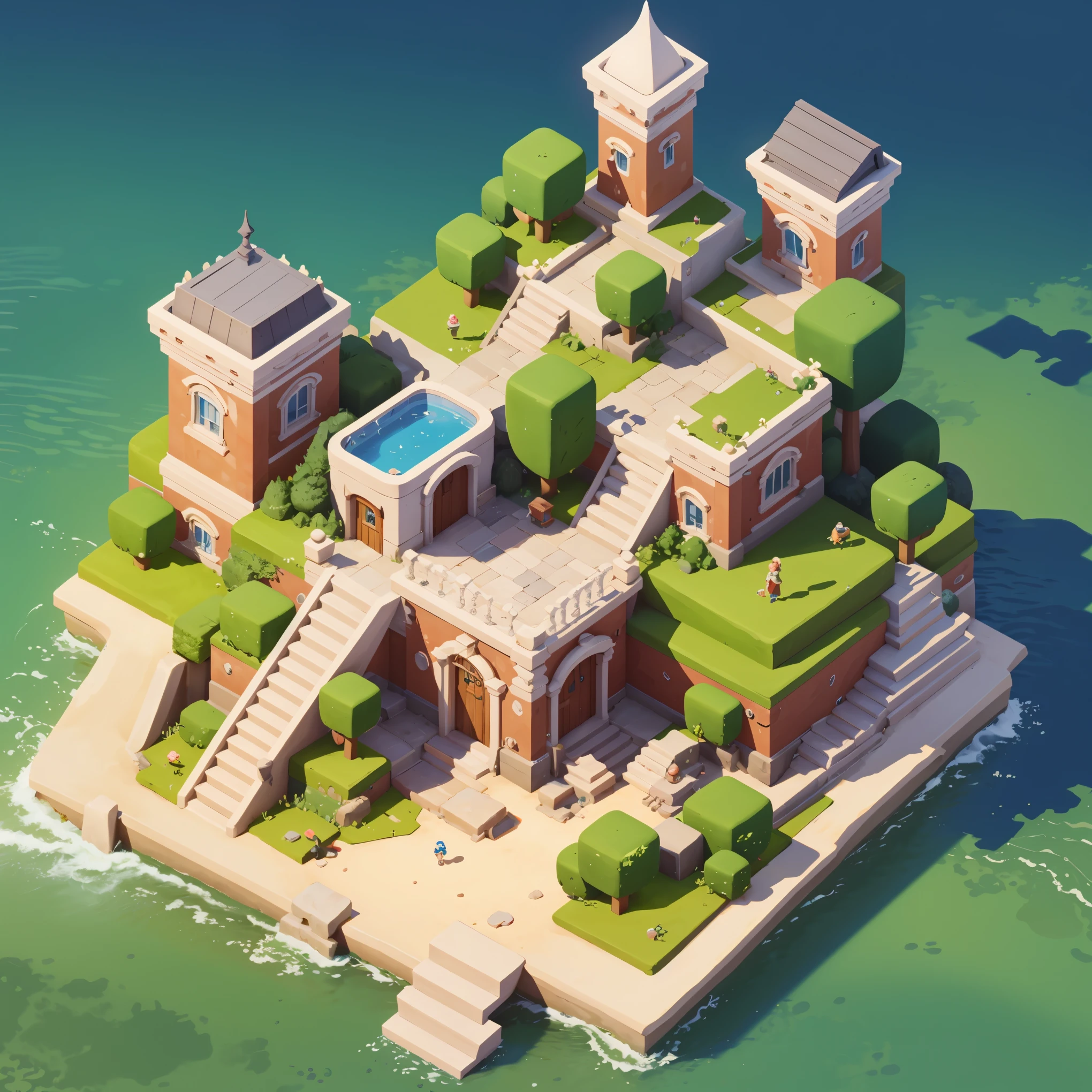 3d isometric view of love island,