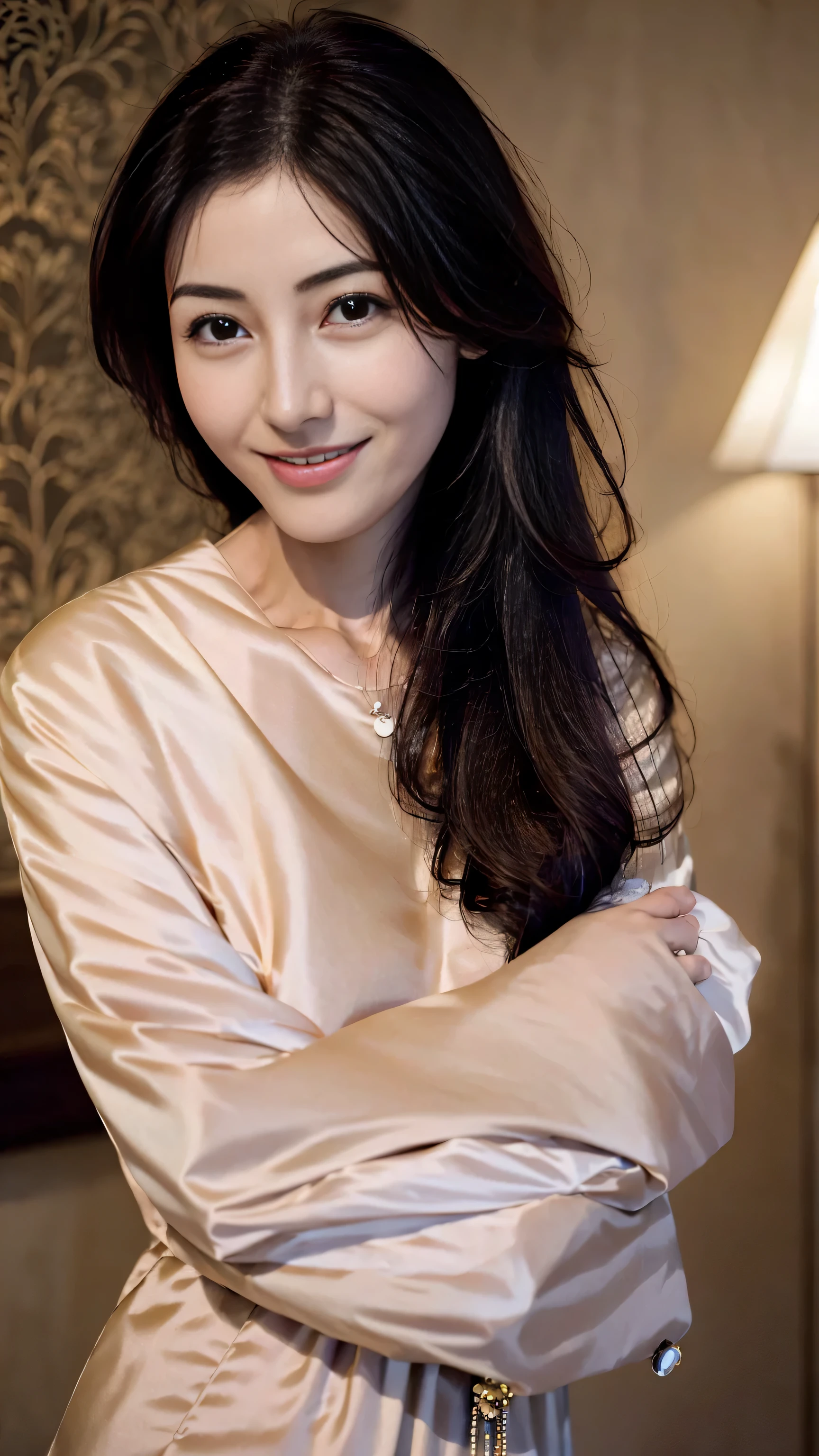 woman reading,curio,a smile,,Sweet and charming appearance.、cute smile, long hair,a sexy,Seduce you