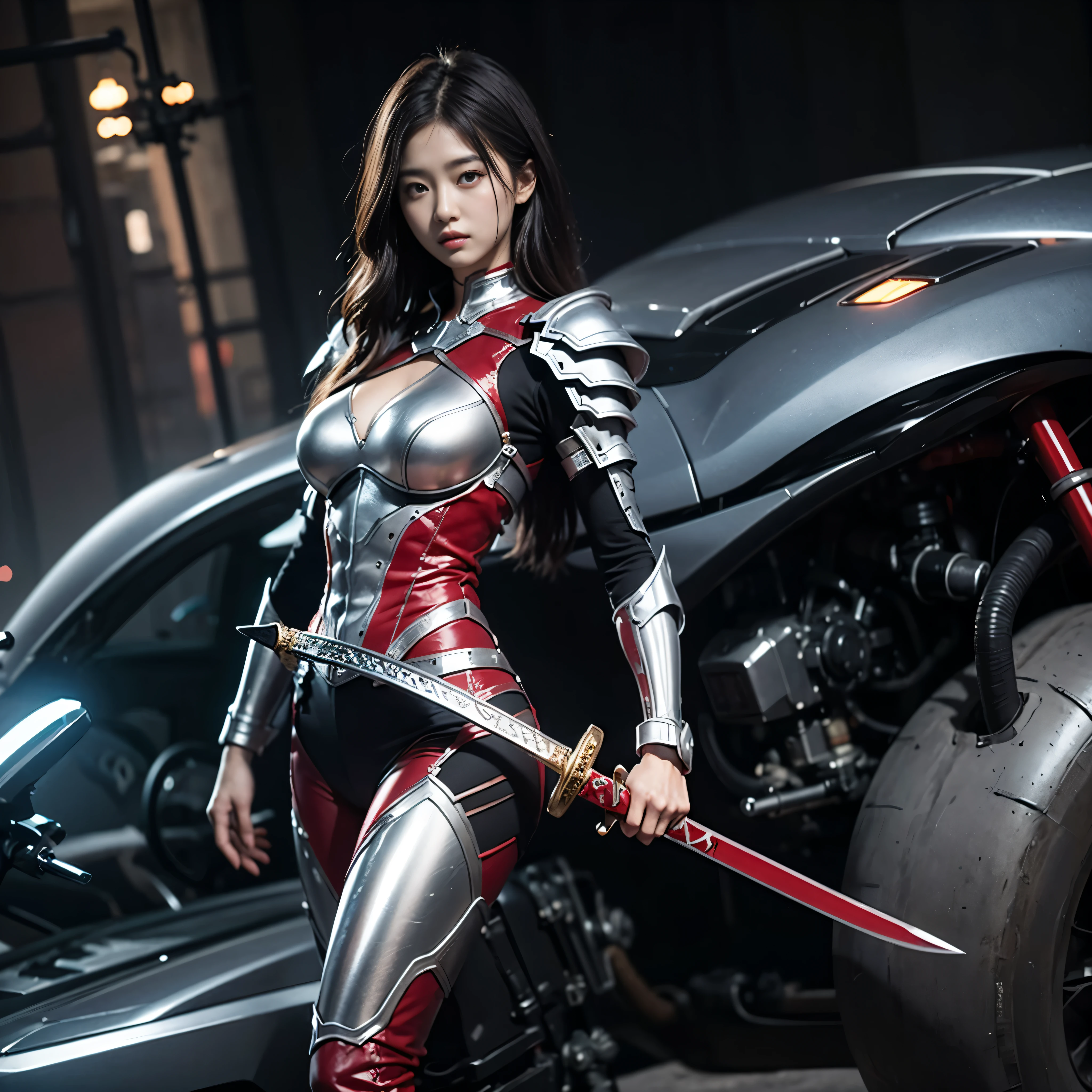 has a big red sword、sword of the future