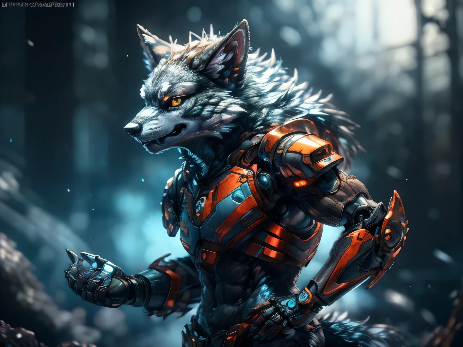 full body, Portrait painting of a cybernetic white werewolf with power armor, ultra realistic, concept art, intricate details, eerie, highly detailed, photorealistic, octane render, 8 k, unreal engine. art by artgerm and greg rutkowski and alphonse mucha, Portrait style, anime style, paws, 