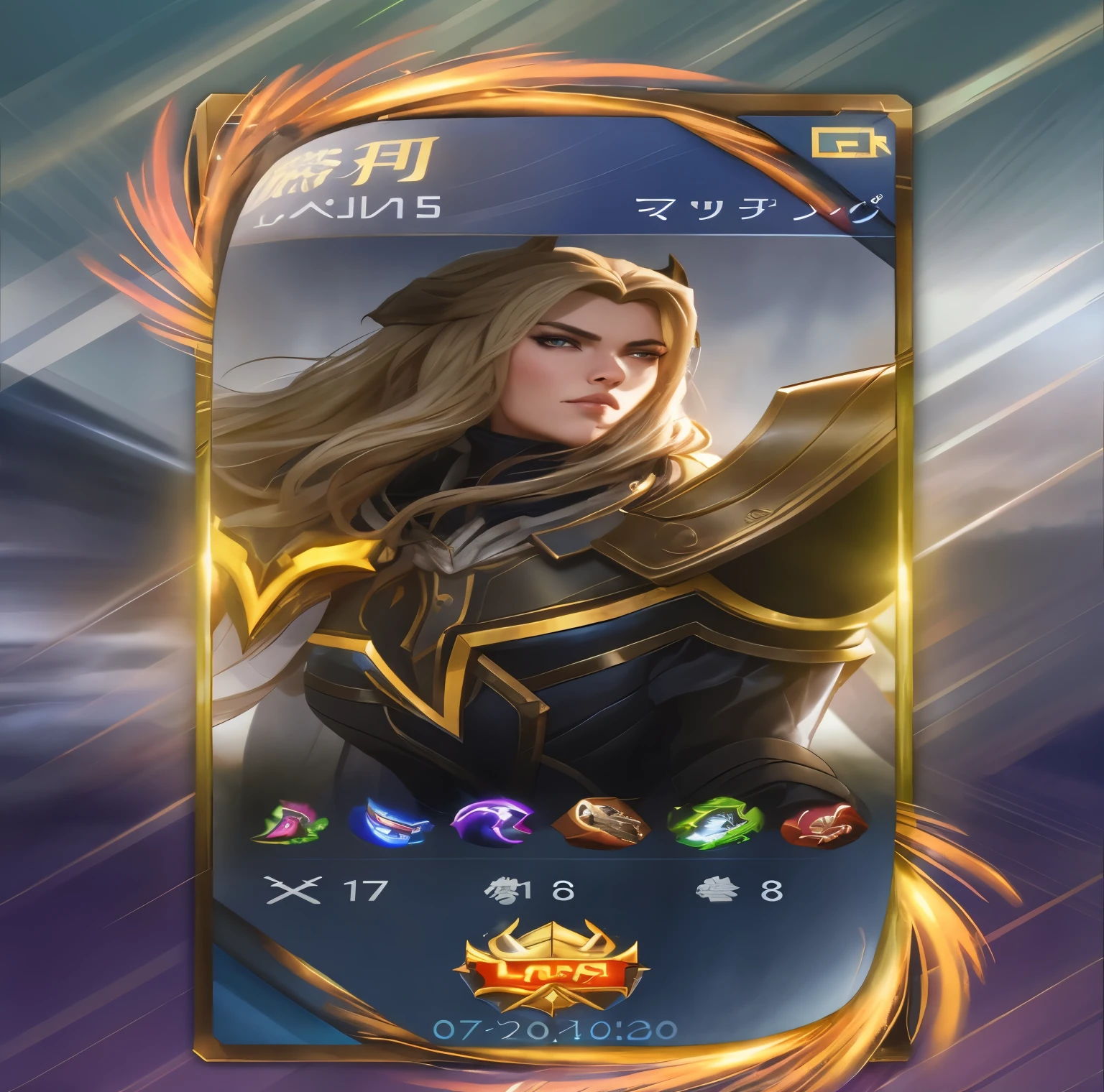 a close up of a card with a woman in a black outfit, ashe, iconic character splash art, heroic portrait, inspired by Yang Jin, jaina proudmoore, inspired by Huang Shen, asgardian, brigitte, epic battle screen of hero, full protrait, freya, hero character art, character splash art, portrait knights of zodiac girl