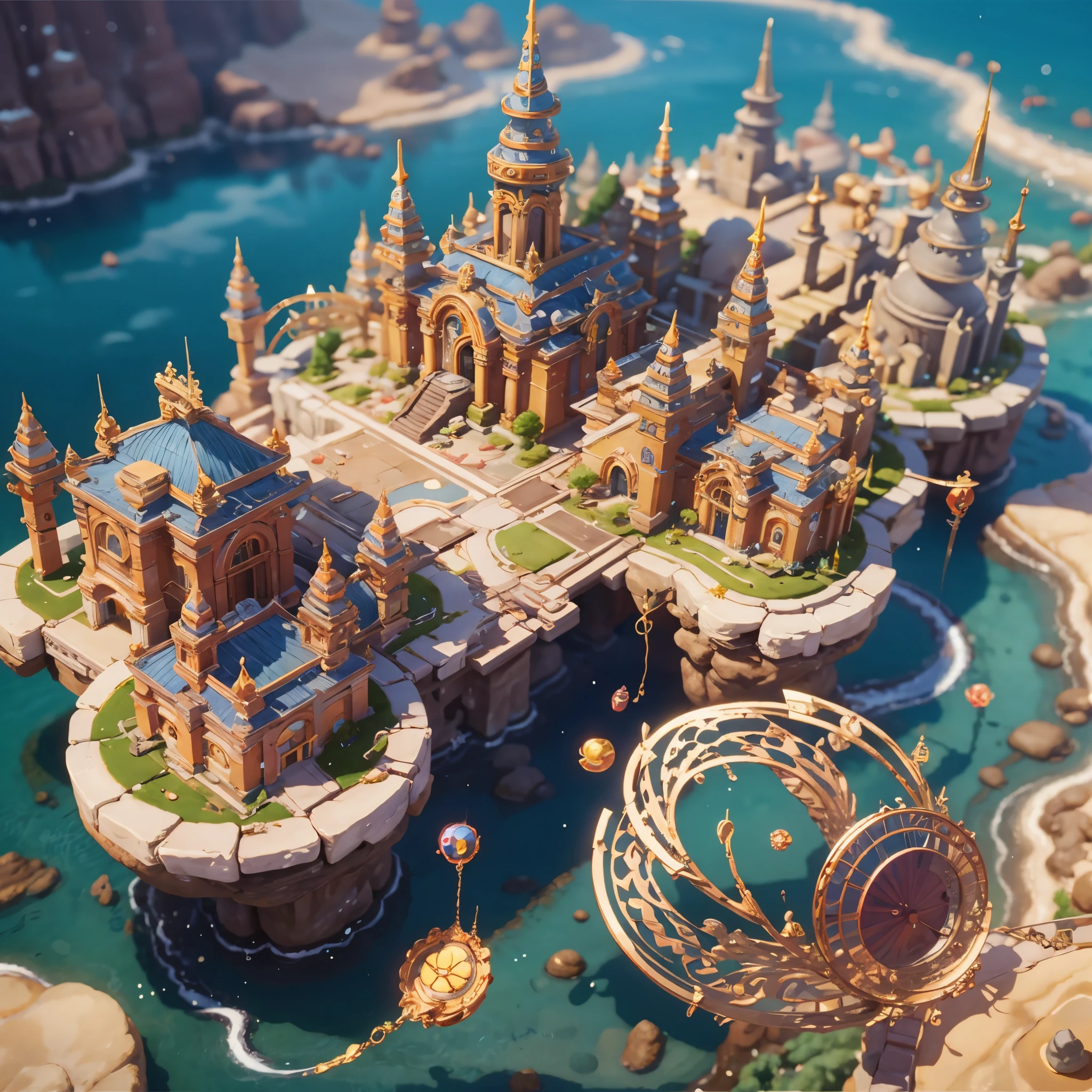 3d isometric view of fantasy island, Crystal,