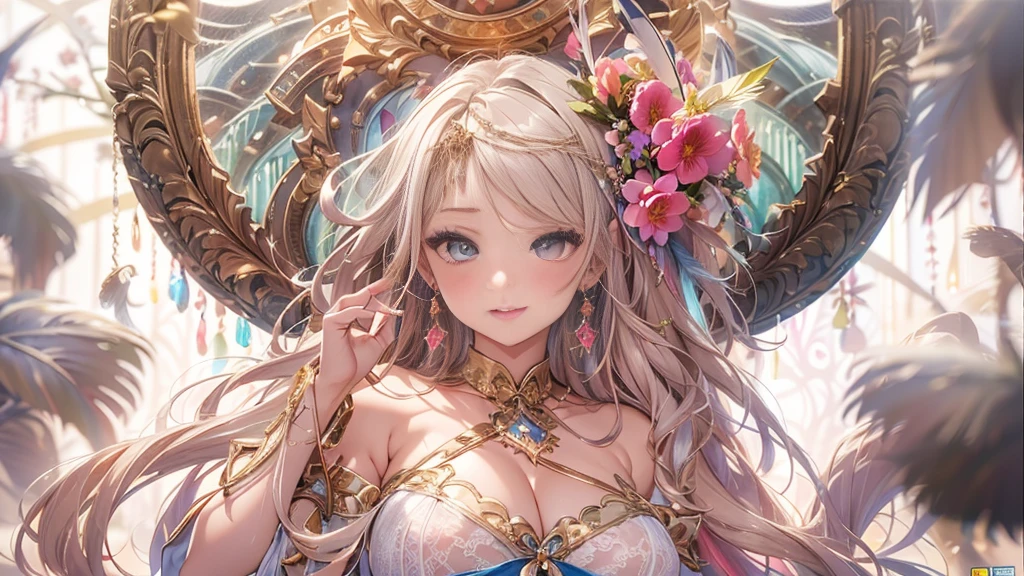 過去最高のmasterpiece、beautiful美しさ, 3D two-dimensional, rich, blonde, skirt, stockings, high heels, star、(Highly detailed CG Unity 8K wallpaper),(masterpiece), (最高quality), (超be familiar with), (best work),(best shadow), (sharp eyeliner, eye shadow, fine eye:1.1), (超High resolution,realistic,最高quality,realistic),(8K,RAW photo,最高quality,star),mature woman、sensual curves、huge breasts、thighs、bubble、お尻のmasterpiece, 最高quality, 超be familiar with, full body shot, mature woman, beautiful mature woman, nightgown and underwear, enchanting smile, thick lips, Chubby lips, blush, looking at the viewer, provocative expression, beautifulhair型, cleavage, Plump、curvy hips、attractive face、sexy lingerie、an inviting gaze、Expression of emotions、Lewd underwear、(((erotic see-through lingerie set)))、Standing position、gorgeous accessories 、big breastsの女性, bare shoulders, 金色のhair, colored feather, metal ornaments, colored flowers, particle, light, (masterpiece, 最高quality, 最高quality, official art, beautiful and aesthetic:1.2), (1 girl:1.5), 非常にbe familiar with,(fractal art:1.1),(colorful:1.1)、(flowers:1.3),most detailed,(zentangle:1.2), (dynamic pose), (abstract background:1.3), (shiny skin), (lots of colors :1.4), ,(earrings:1.4), (feather:1.4),masterpiece, 最高quality, 超be familiar with, 30~40 years, full body shot, beautiful 、さまざまなhair型，gold headband，plump breasts，beautiful，greek clothing，Tulle covers the breasts，perfectly proportioned, detailed clothing details,marble，god statue，cinematic lighting, film grain, 8K, masterpiece, 超be familiar with, high detail, 高quality, High resolution,(((NSFW:1.2)))、exposed chest、Openwork decoration，(((see through dress)))、(((解剖学的に正しいbody))) , 最高quality, 超be familiar with, (((Lewd underwear)))、raise your butt, from below, (((R-18)))、thighs, big breasts, Are standing, cowboy shot, blush, (((1 girl))), (masterpiece:1.3), (High resolution), (8K), (非常にbe familiar with), perfect face, Nice eye and face, (((最高quality))), (超be familiar with), detailed face and eye, (alone), beautifuleye,(((sexy pose)))、(((整ったbig breasts)))、((beautiful eye))、luxury、(((超High resolution)))、(((detailed description)))、(((ぽっちゃりbody型)))、(((解剖学的構造に一致したbodyの部位)))、beautiful長いまつ毛、バランスのとれたbody型,2 feet、Just the right size for your legs and arms、Fishnet tights、glamorous、(((Clear white and black eye)))、lipstick、Sparkling、(Undistorted face, eye, body)、jewelry、gem、(長くカールしたbeautifulまつ毛)、(((バランス良いbeautiful胸)))、(transparent, Exquisite skin:1.2)、(((完璧なglamorousボディー)))、actress face、Super beautiful、Cute smile、Healing beauty、Flower shower、完璧なeye、realistic depiction、Super sexy、glossy、Glamorous、double eyelids、Good dark makeup、makeup、ぼやけていないeye , expensive_quality, expensive_solve, masterpiece*I wore, whitespace, colorful, 1 girl, alone, white_hair, prism hair, [pink|green] eye, gradient eye, multicolored eye, shine eye, shine, Sparkling, shine white particles, Alone、one shot、adorable、Plump、Glossy and exquisite skin、はっきりしたeye鼻立ち、realistic eyes、whiteい肌, real human skin, (be familiar with), oval face, pore,  (8K, Raw photo, realistic: 1.4), one girl,  (Gentle and Goddess-like Eyes) happiness: 1.2), (lip gloss, eyelash, gross face, 最高quality, 超High resolution, wide lighting, natural shading)