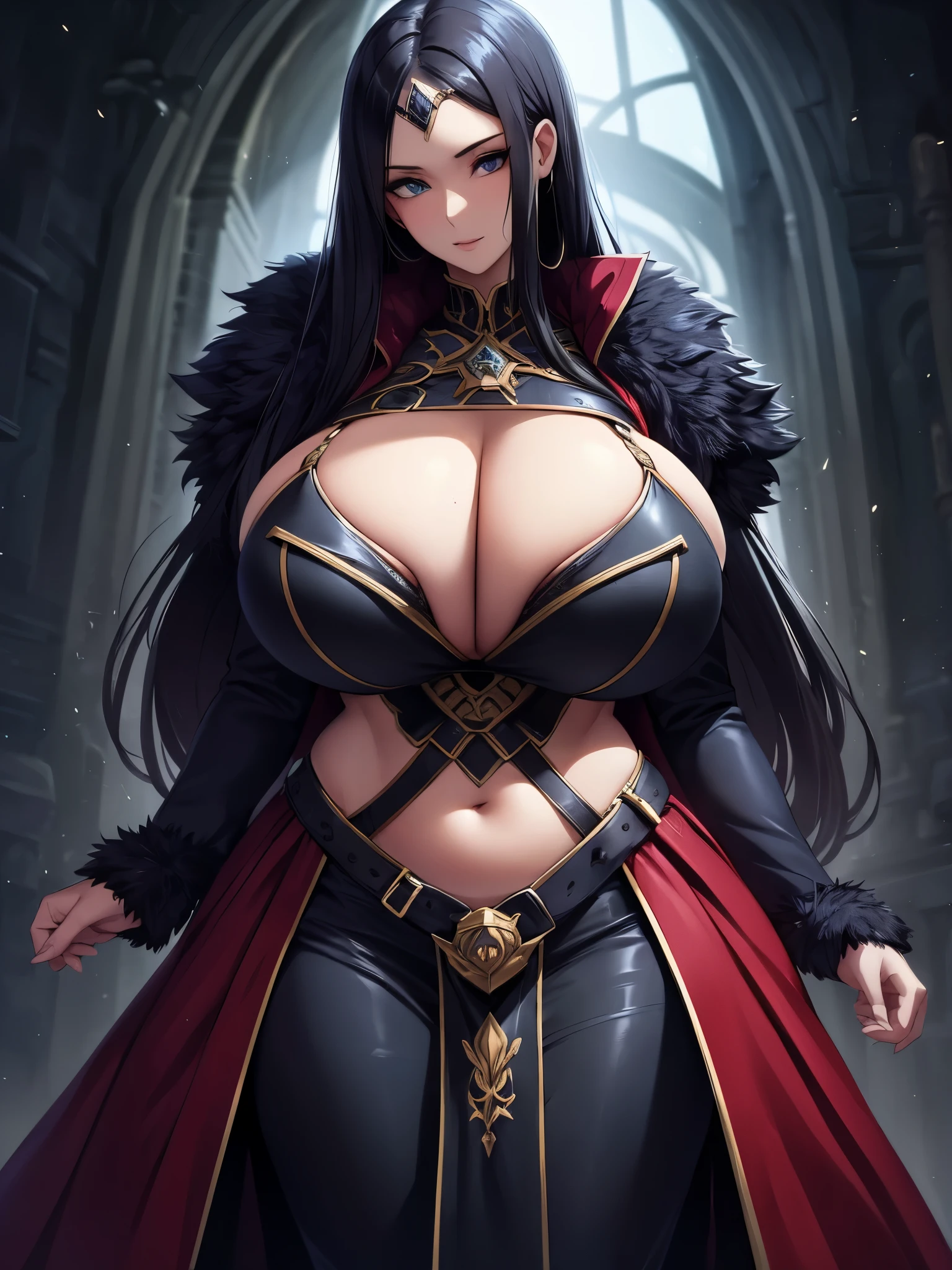 (Highly detailed 8K wallpaper),Beautiful woman necromancer medium shot photo, Complex, high detail, dramatic ,(huge busty:1.5)
