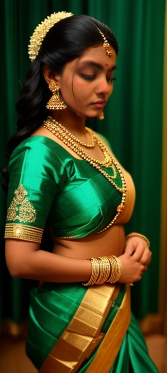 Most beautiful Tamil girl traditional wear half saree, wearing bufferfly ear rings