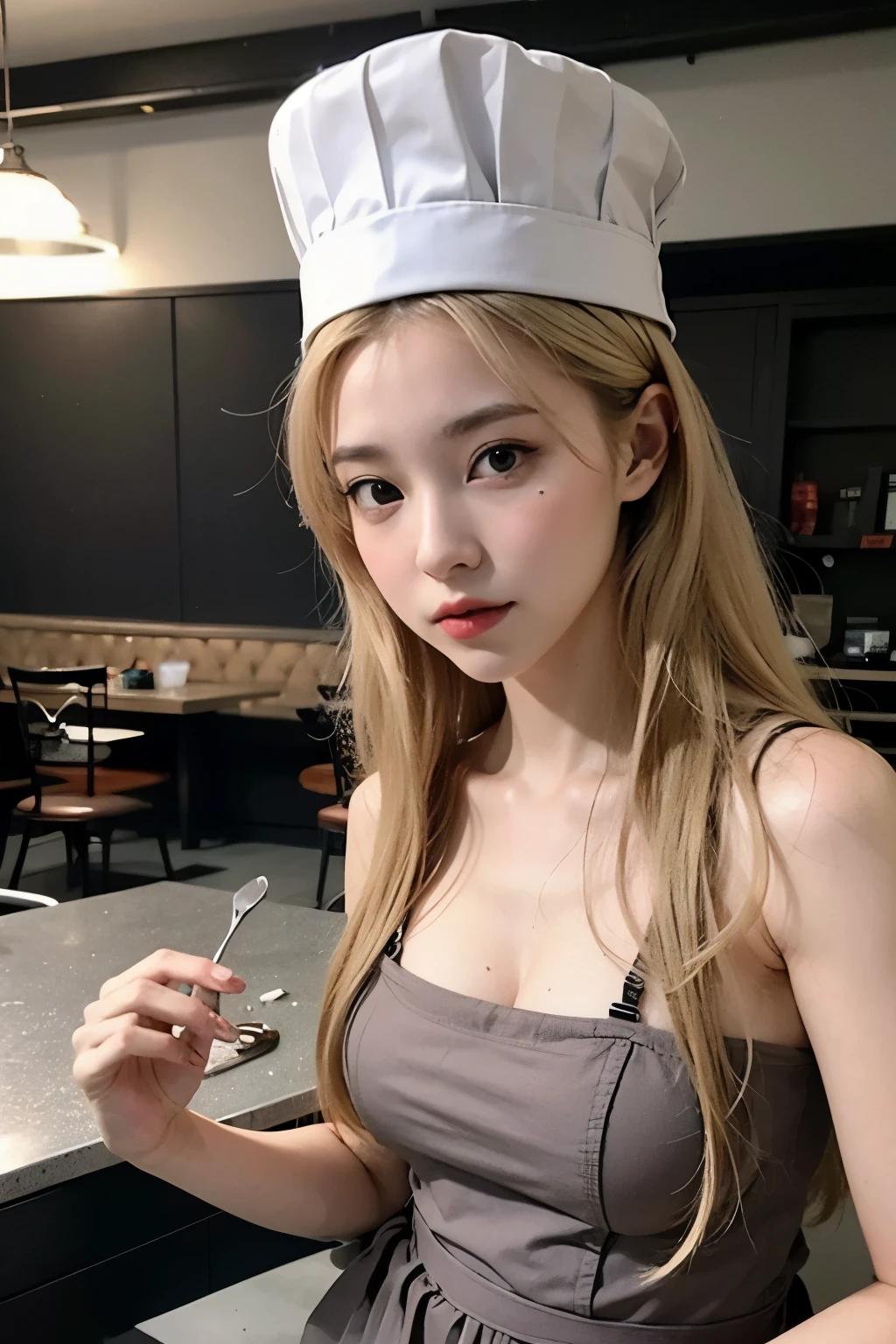 ((best quality)), ((chef-d&#39;artwork)), (detailed), visage parfait, Fille, Attractive, sexy, Blonde avec frange, assise sur une chaise gaming, in a video game room.
