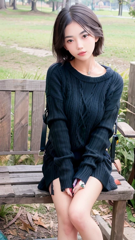 Nikon RAW photo,8 k, Fujifilm XT3,masterpiece, best quality, realistic, photorealistic, ultra detailed,1girl,nvshen, sweater, short hair,