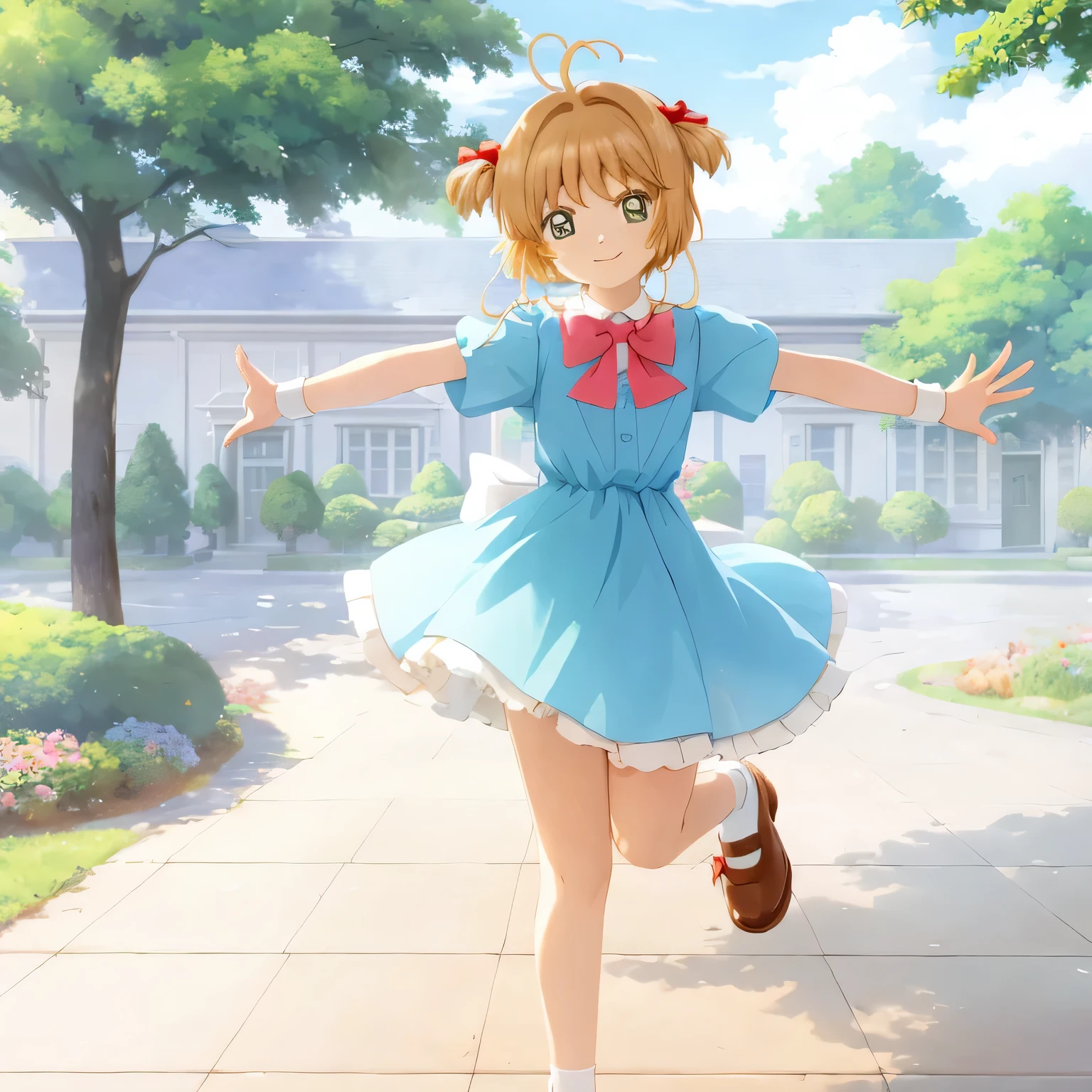 masterpiece, highest quality, High resolution, SV1, sailor warrior uniform, elbow bag, tiara, red bow, orange choker, orange sailor color, white gloves, jewelry, white leotard, outdoor, street, cowboy shot, butt, from behind, perfect face, perfect eyes, lips, blush, big breasts, towards the wall