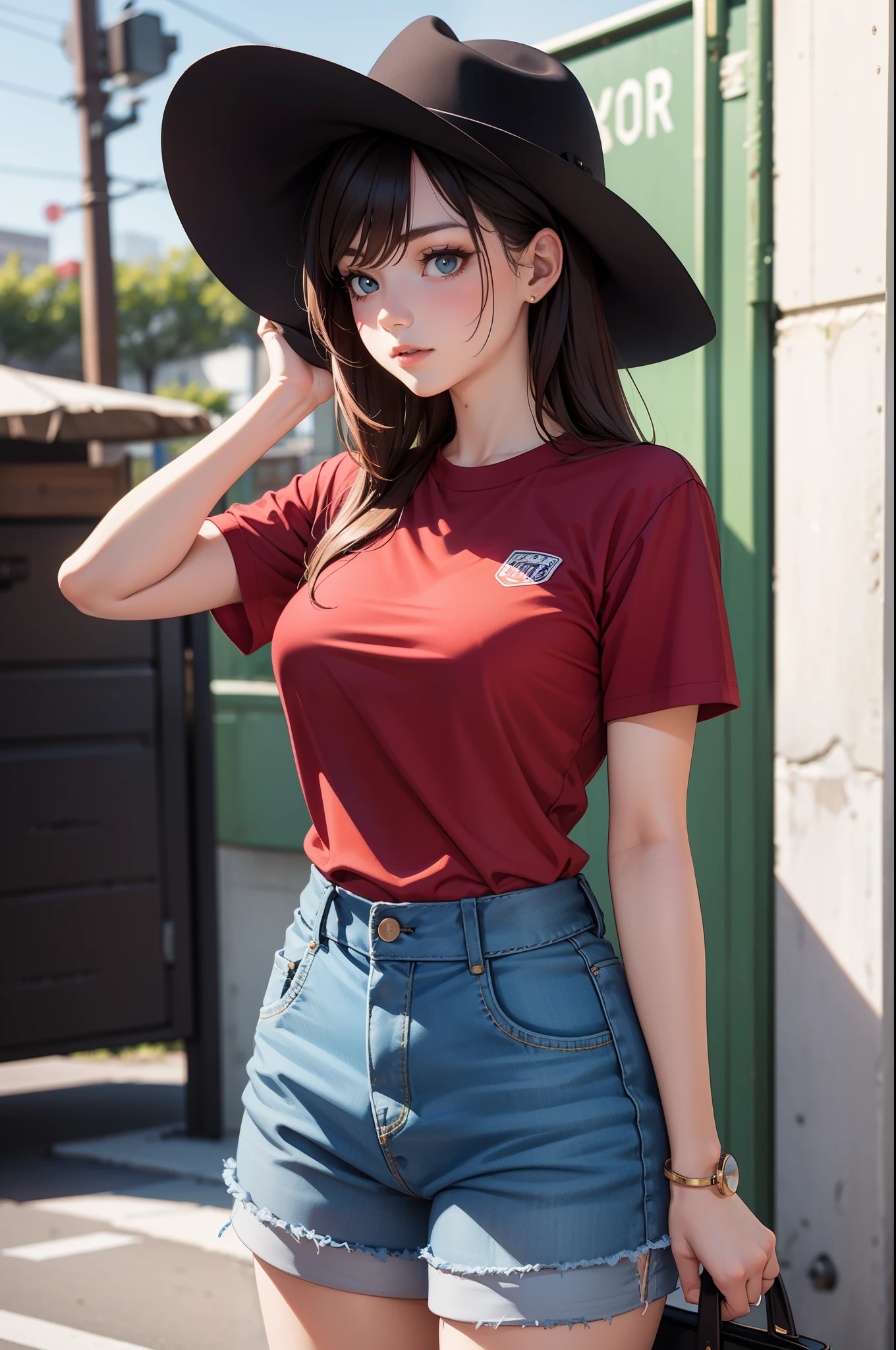 Cowgirl, Red shirt,