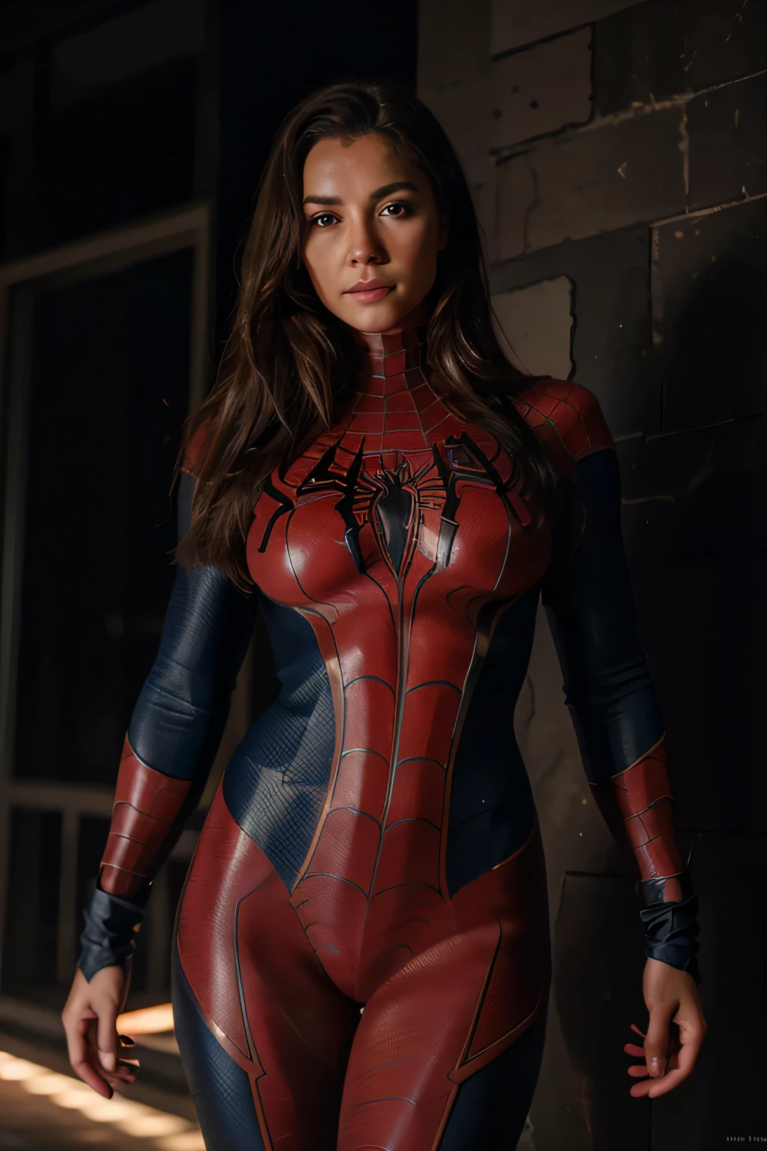 Eliza Dushku、マーベル・コミック映画のPoster, Very beautiful, Movies about Spiderman, sexy, whole body, I'm wearing a skirt、Premiere date, Poster、belly buttonを突き出す、new york、She&#39;s wearing a torn Spider-Man suit,The suit is torn、Wearing a skirt、 Red and black color scheme,dynamic、masterpiece、highest quality、Ultra-detailed、Very detailed、A delicate and beautiful shine、超A high resolution、Cinematic,Break,Breakdrop,(Torn clothes:1.5), (Wet clothes:1.4), Bare shoulders,Real Rain,Wet Hair,belly button、Exposing Skin、sexyな肩を見せてる