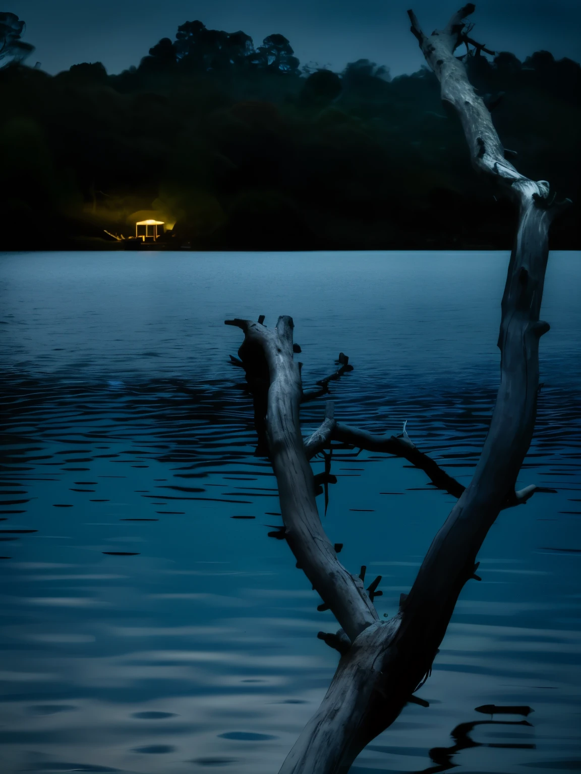 there is a tree that is sitting in the water, dimly lit scene, scenic view at night, eerie glow, night time photography, inspired by Gregory Crewdson, moody night time scene, taken with canon 5d mk4, nighttime nature landscape, dark setting, low-key, night, photography at night, isolated. Sharp details 8k