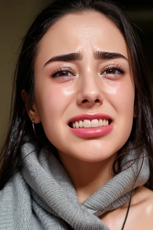 1 girl,pieces fly,,award winning photos, very detailed, Close ~ eyes、bring the eyes into sharp focus, nose and mouth,face focus, super close up of face、 35 years old,black hair、symmetrical face,realistic nostrils、angle from below、Elongated C-shaped nostril NSFW,(sharp nose)skin shining with sweat、shiny skin,(wrinkles between eyebrows))（cum on tongue)、deep kiss、((thin eyebrows))oily skin、Shiny radiant skin、double eyelid、wet and shiny tongue、Beautiful face woman with wet tongue full of foam、Beautiful woman、medium hair,shortcut、(Winter Street、long coat、sweater、scarf)、You can see the night sky、Shibuya Center Street at night、natural makeup、(o-face)(painful face)、I can't breathe、suffocating expression、frowning、((Wrinkles between the eyebrows))（Eyes moistened with tears）((sweat))、Skin shiny with sweat, grimacing expression:1.4,