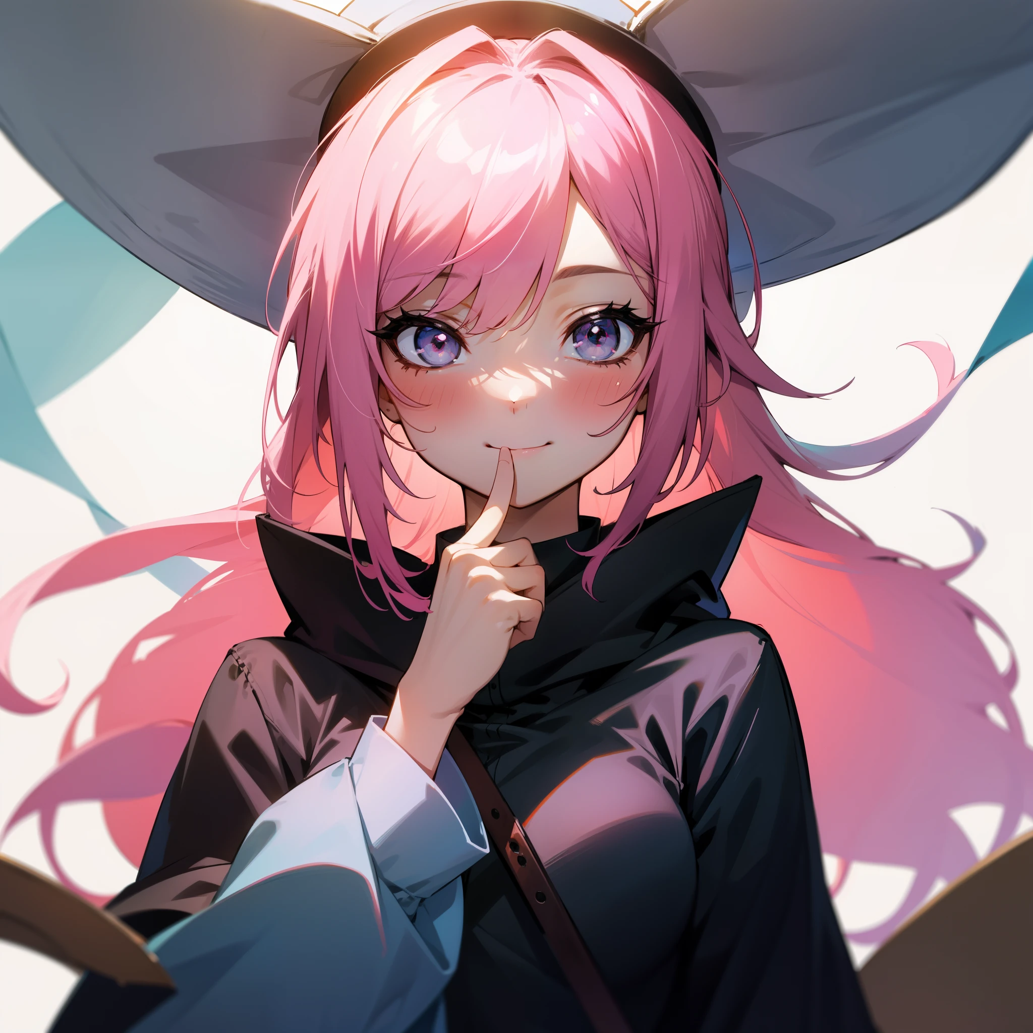 rating:safe, 1girl, solo, smile, hat, blush, looking_at_viewer, pink_hair, closed_mouth, animal_ears