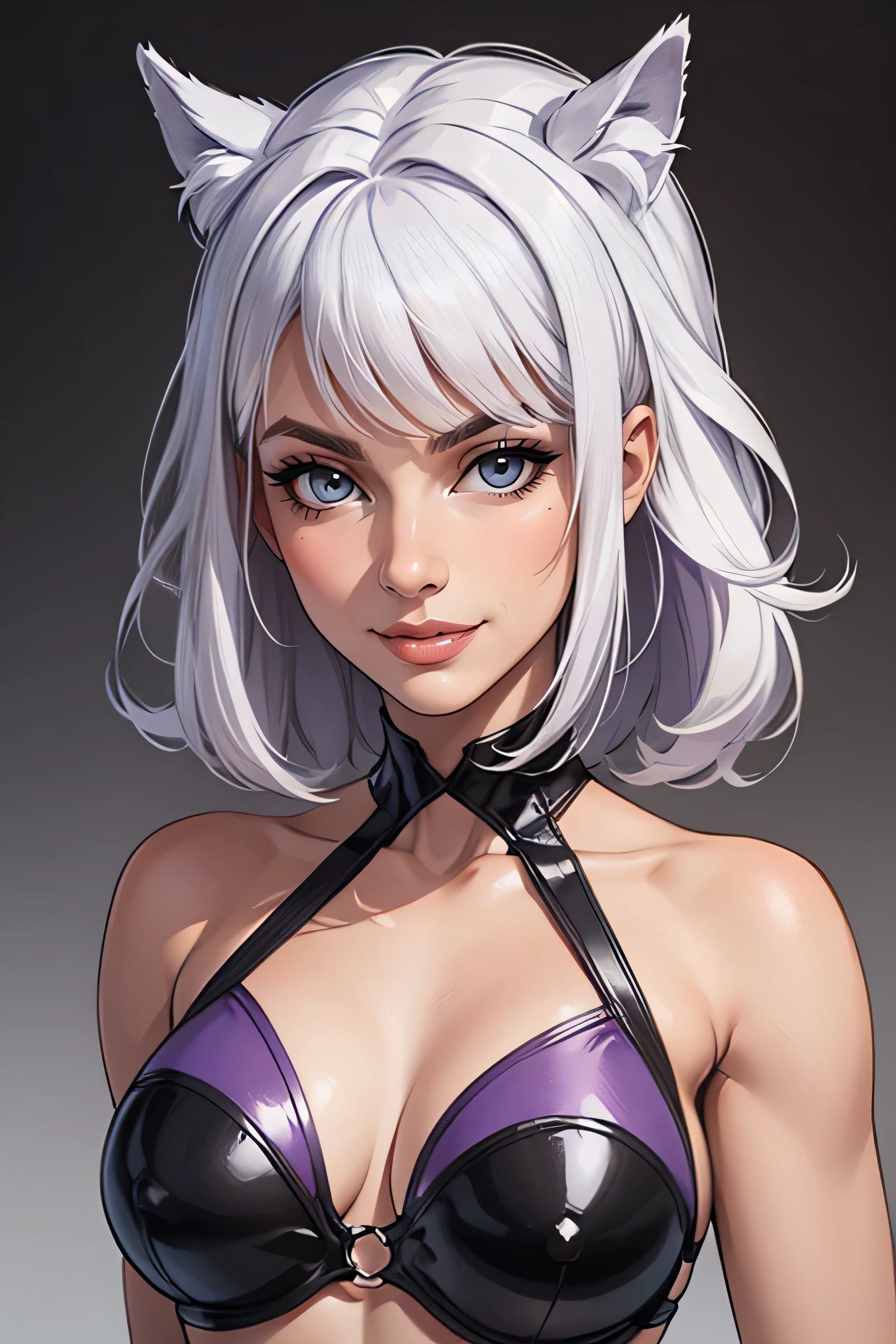 Unicorn Anthropomorphic Female High detail White hair Purple pupils