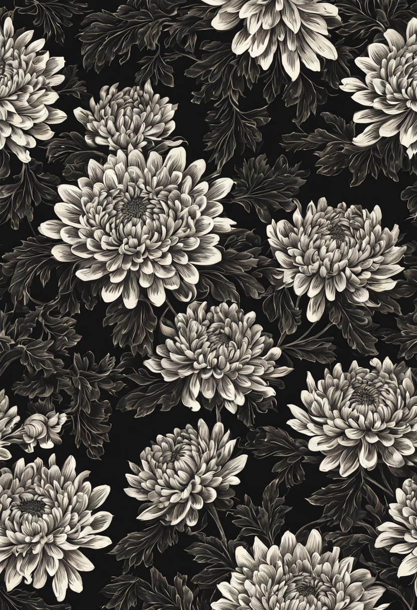 chrysanthemum pattern, fundo black