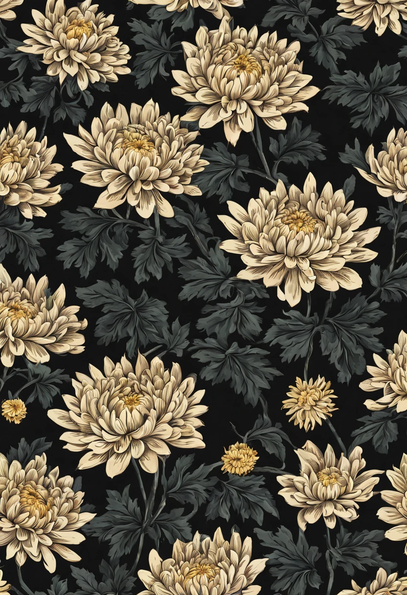 chrysanthemum pattern, fundo black