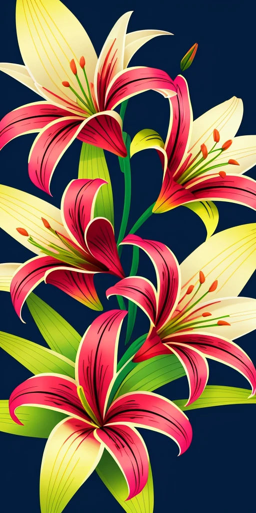 abstract lily flower wallpaper, vector style, splash ink, colorful, intricate