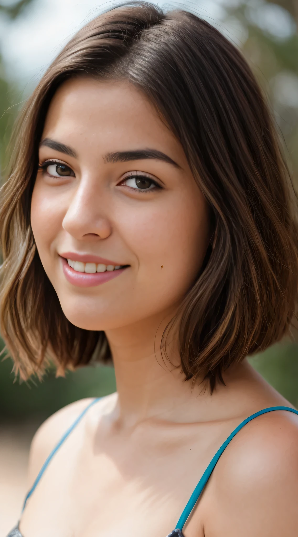 Foto RAW em sequencia, uma foto de uma adolescente 16anos, feliz, corpo inteiro, ar livre, vestindo roupa de verao, tempo ensolarado, rosto detalhado, planos de fundo detalhados , luzes naturais, HDR, foto realista, foto profissional, flerte com o espectador, visual sexy, fotorrealista, Linda, pele natural, 8k UHD, alta qualidade, filmic grain, Fujifilm XT3