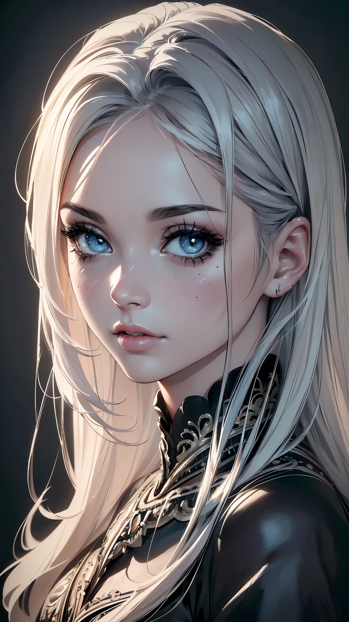 (highest quality,4K,8K,High resolution,masterpiece:1.2),super detailed,(realistic,photorealistic,photo-realistic:1.37),beautiful and fine eyes,beautiful detailed lips,highly detailed eyes and face,long eyelashes,1 girl,minimalistic,ink,Black and white art,portrait,soft lighting,Subtle Colour.