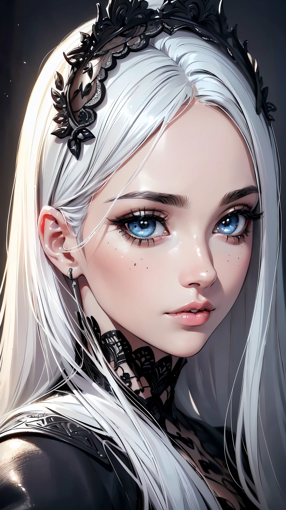 (highest quality,4K,8K,High resolution,masterpiece:1.2),super detailed,(realistic,photorealistic,photo-realistic:1.37),beautiful and fine eyes,beautiful detailed lips,highly detailed eyes and face,long eyelashes,1 girl,minimalistic,ink,Black and white art,portrait,soft lighting,Subtle Colour.