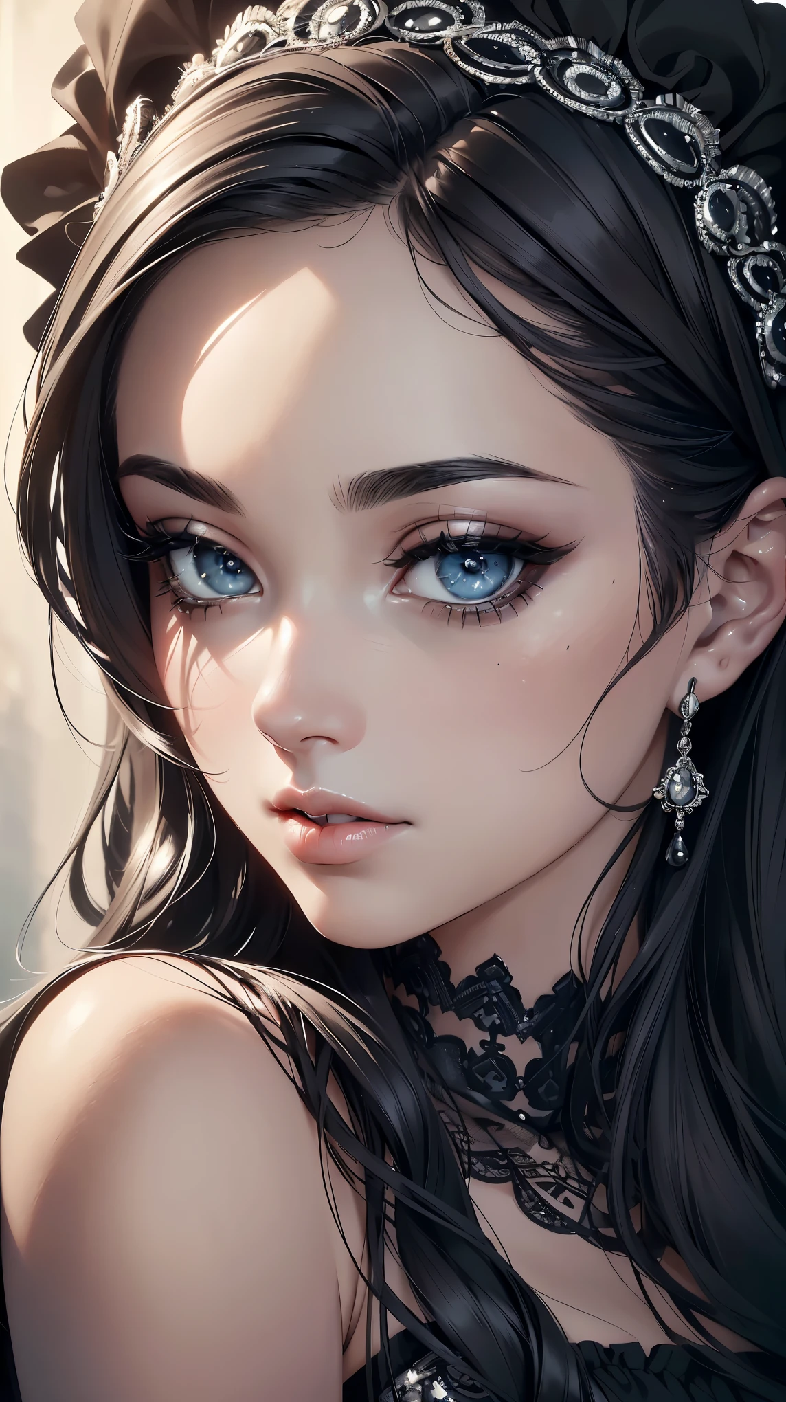 (highest quality,4K,8K,High resolution,masterpiece:1.2),super detailed,(realistic,photorealistic,photo-realistic:1.37),beautiful and fine eyes,beautiful detailed lips,highly detailed eyes and face,long eyelashes,1 girl,minimalistic,ink,Black and white art,portrait,soft lighting,Subtle Colour.