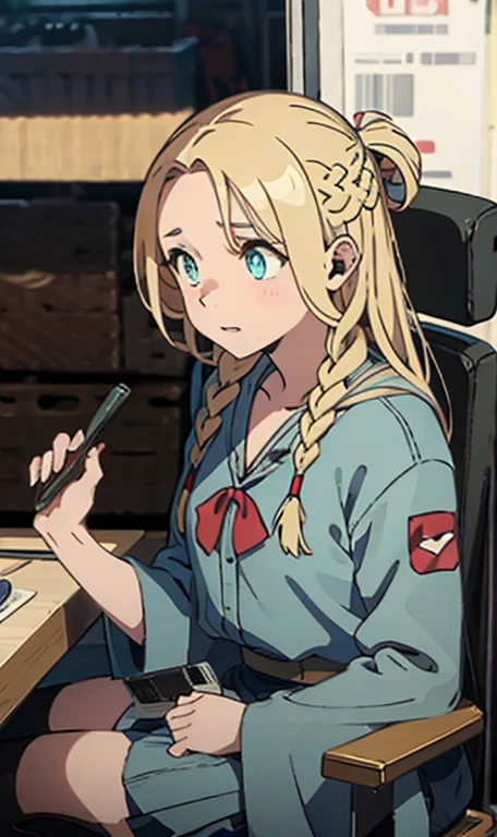removed sleeve, tie, thigh boots, shirt, boots, black skirt, kneel down, No sleeve, headset, aqua eye, pleated skirt, aqua hair, whole body, No sleeve shirt, simple background, zettai ryouiki, very long hair, white background, tattoo, black shoes, black knee socks, hair ornaments