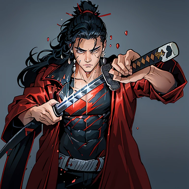 Man, Young, Katana, Black Hair, Long Hair, Muscular, Cool, Handsome, Revenge, Red Eye, Little Scar, Martial Arts