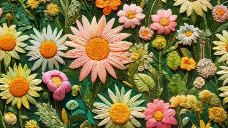 Close-up of flower painting on green surface, Oil painting relief, The art of layered paper, Detailed dough, Oil painting relief, painted light and green, Super detailed painting, Detailed dough brush strokes, Oil painting in 3d, Super detailed painting, unique and complex, impasto, Oil painting relief, The art of layered paper, Oil painting relief, flowers with intricate details, complex artwork, Paper quilting, detailed imprint, Head made of giant daisies, unique and complex, Paper-cut art，best quality，8K ultra-clear