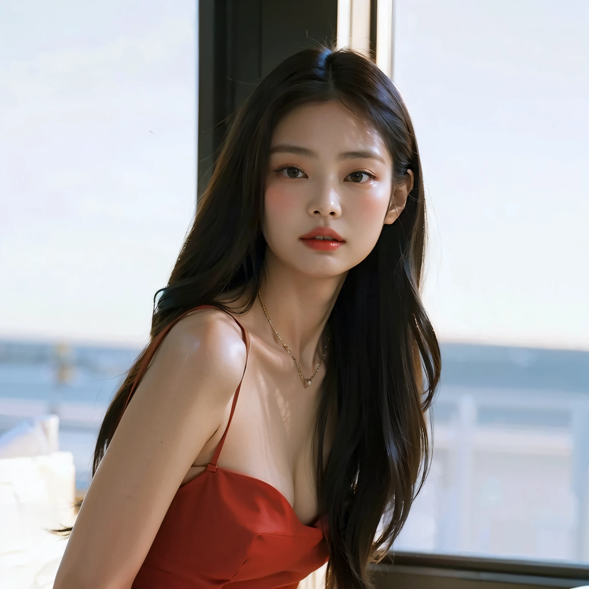 araffe asian woman in a red dress sitting on a window sill, preciosa modelo china, hermosa mujer surcoreana, Chinese girl, wenfei ye, hermosa joven coreana, hermosa joven coreana, mujer china, asian girl with long hair, xisionwu, beautiful asian girl, chen xintong, a young asian woman, gongbi, sha xi