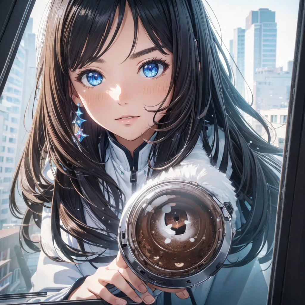 (Best Quality, great, Highly detailed Unity, 8k resolution, Depth-of-field, super fine-illustration:1.5), 3D, insanely detailed, colorful details, natural lighting, natural shading:1.0),
 (1girl), (college age:1.0), detailed beautiful face, ultra detailed eyes, detailed skin texture, Sparkling eyes, shiny skin, exposed skin, (Thin pink lips: 0.8), dark hair,
see a huge eyes from inside the window, huge fingers resting on the window frame, (extreme close-up eyes:1.3), looking down, from below,
(a mech girl:1.0), gts, giantess,
