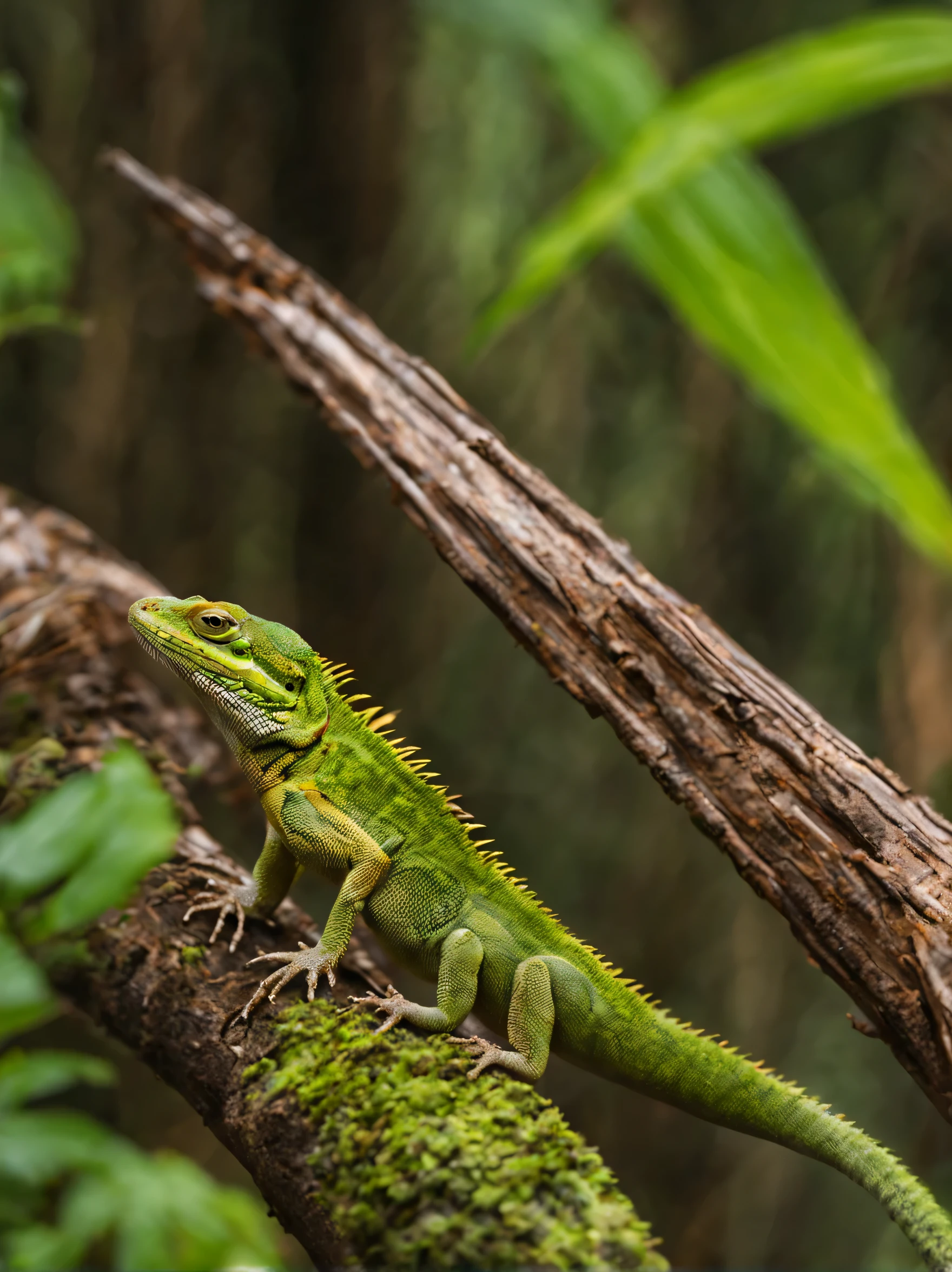 lizard，forest background
