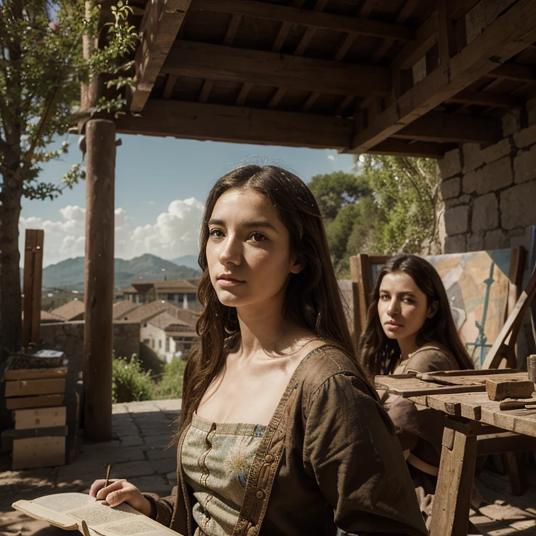 Create the Renaissance period with people, obras de arte e paisagens naturais
