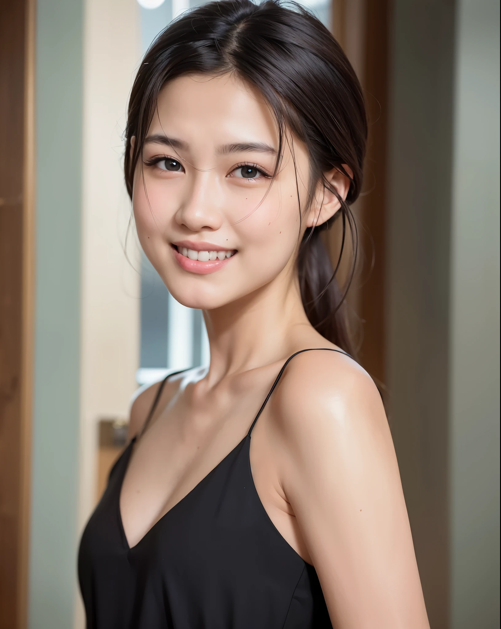 a close up of a woman in a black dress smiling, wenfei ye, yun ling, Beautiful young Korean woman, xintong chen, Gorgeous Chinese model, chengyou liu, lu ji, Li Zixin, yanjun cheng, Beautiful young Korean woman, Xision Wu, Lei Min, beautiful korean woman, Li Zhien, Li Zhien